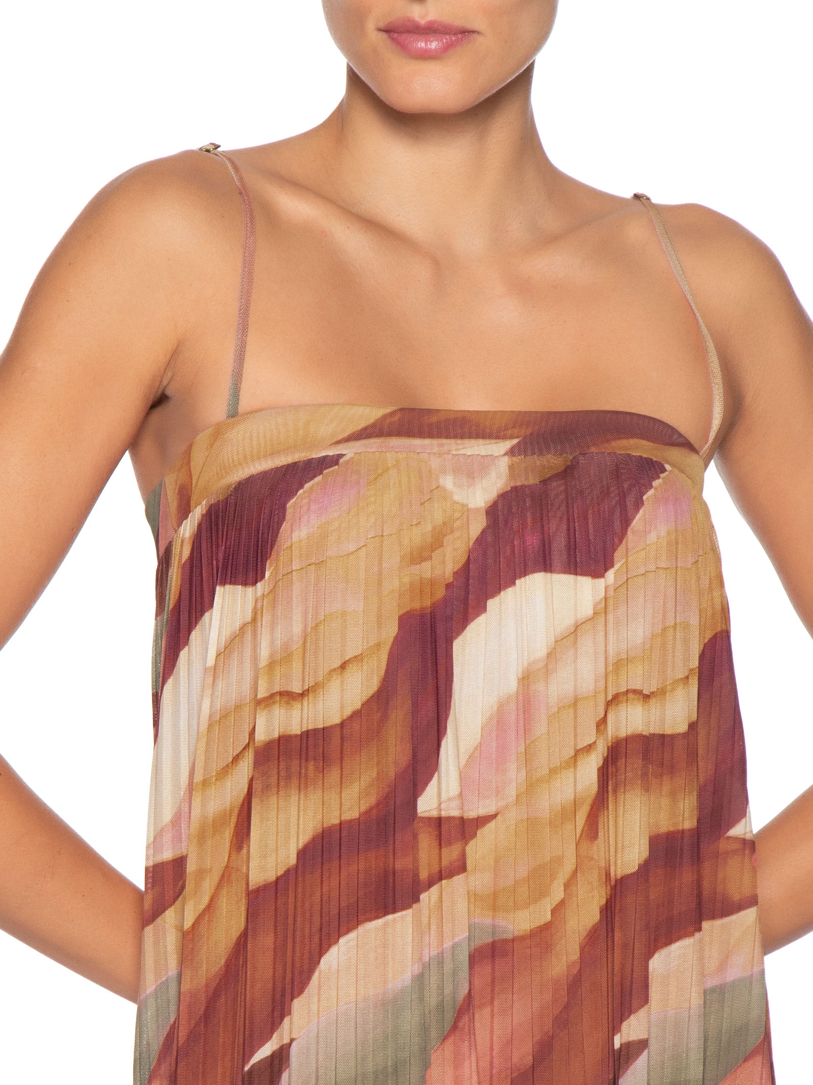 Vestido Plissado Tule Estampa Dunas Rosa Dress To