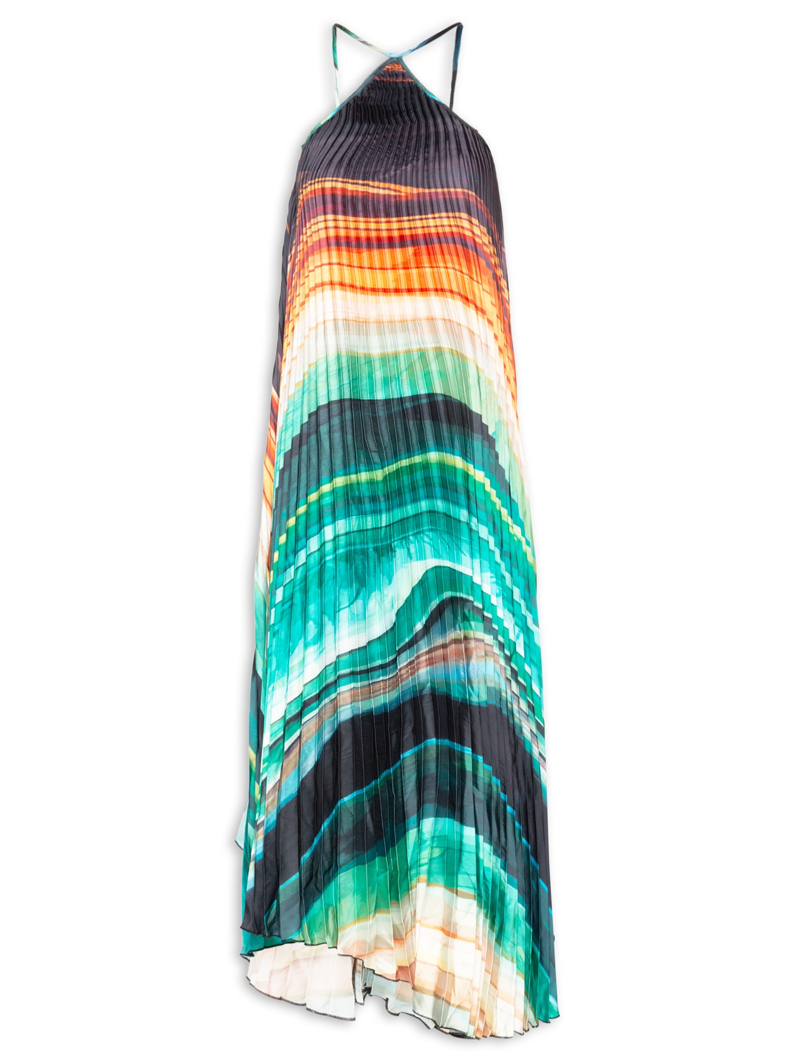 Vestido Plissado Turmalina Verde Farm