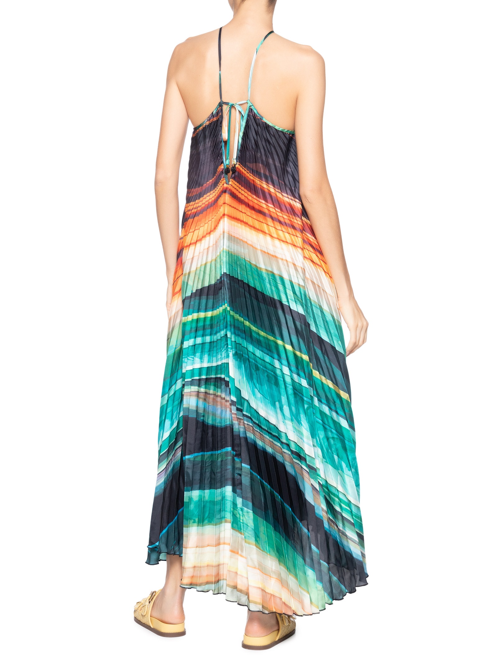 Vestido Plissado Turmalina Verde Farm