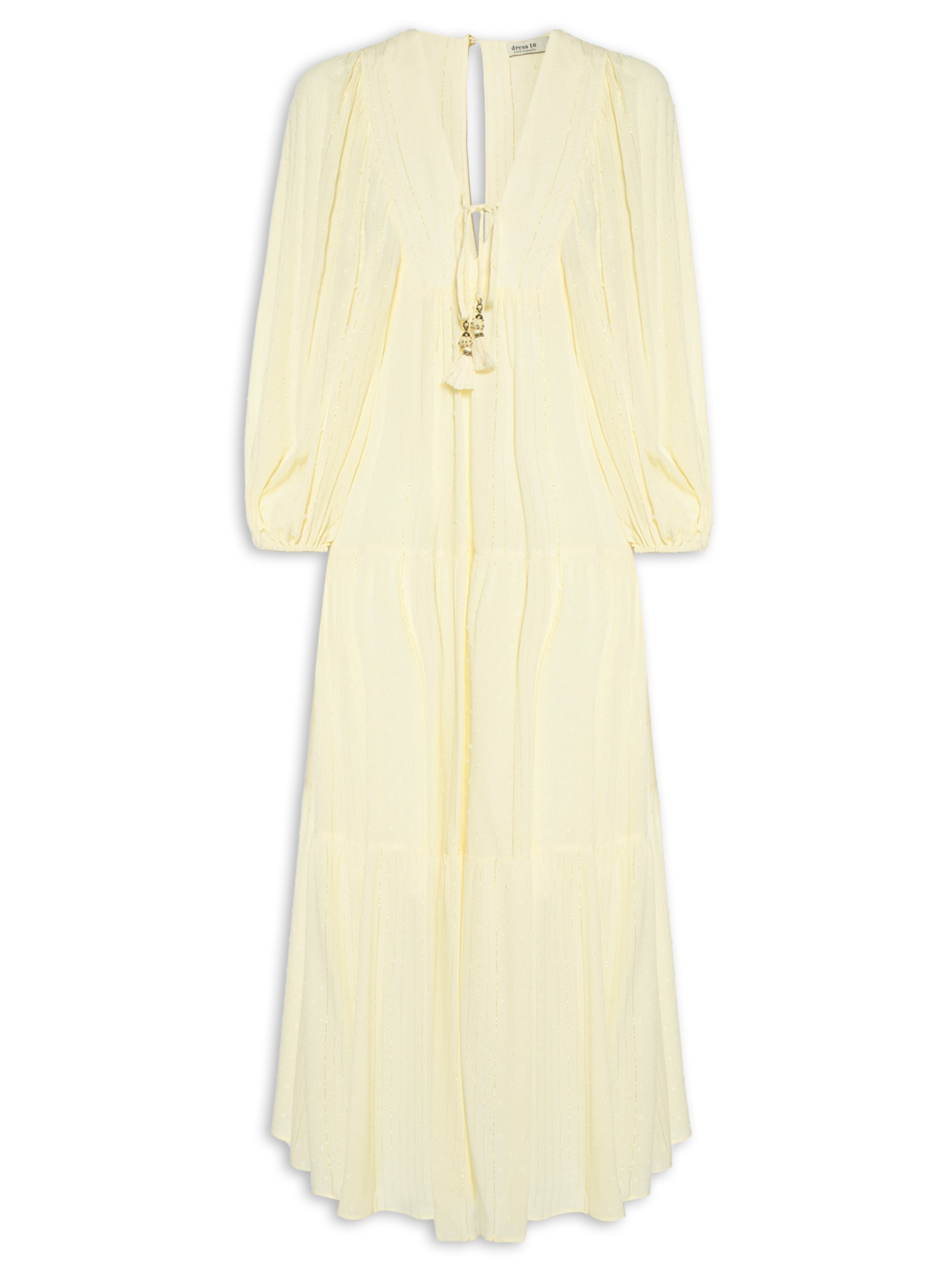 Vestido Poá Lurex Amarelo Dress To