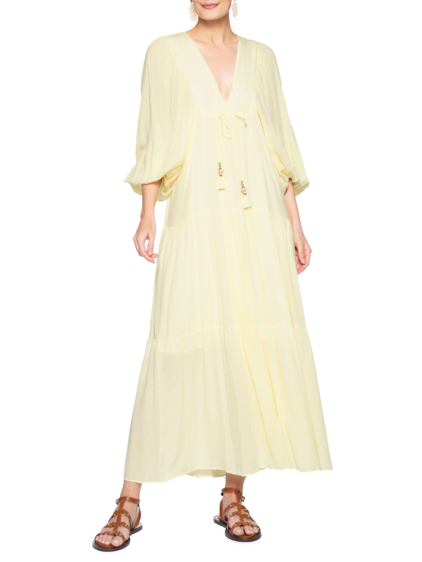 Vestido Poá Lurex Amarelo Dress To