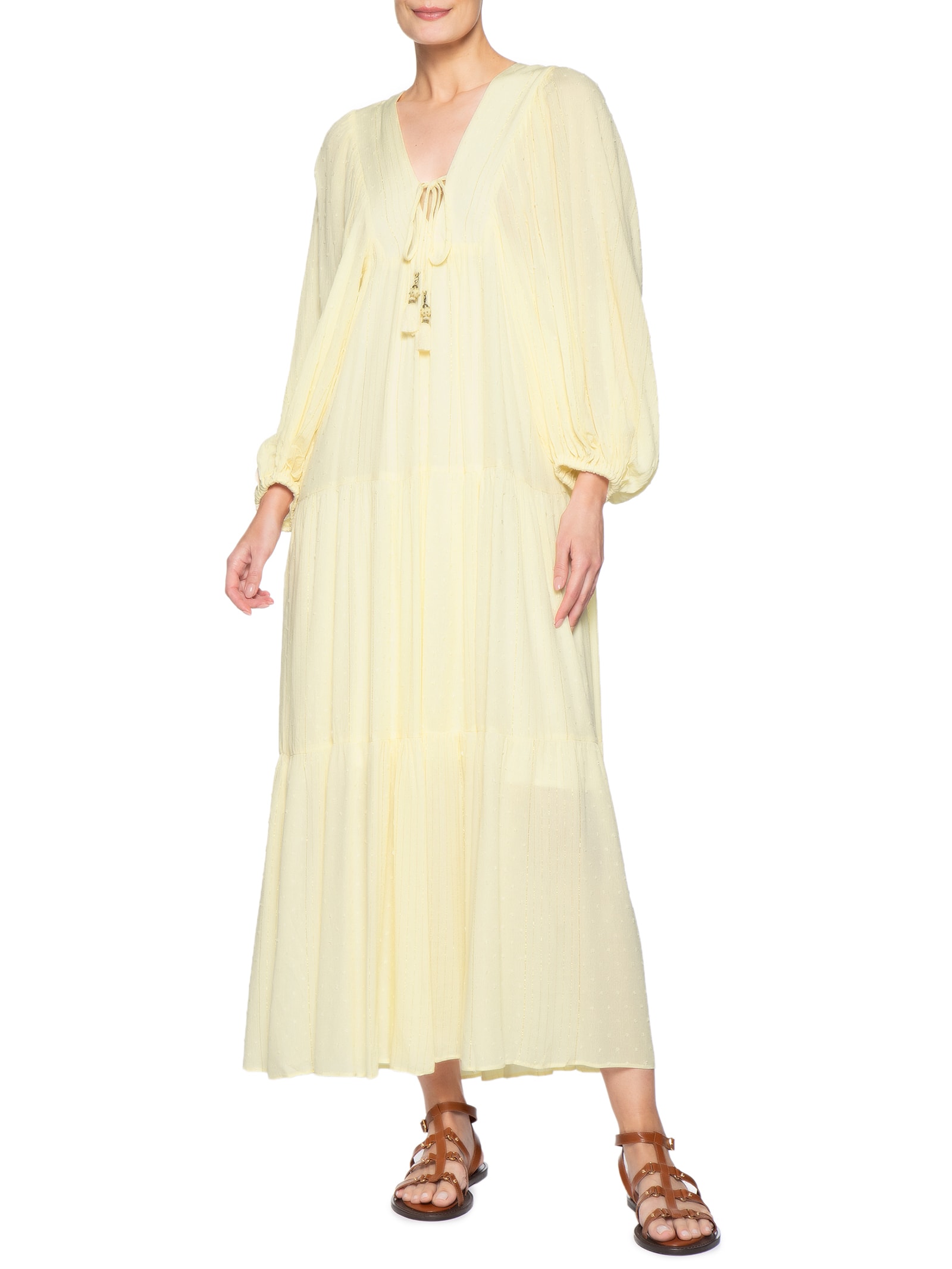 Vestido Poá Lurex Amarelo Dress To