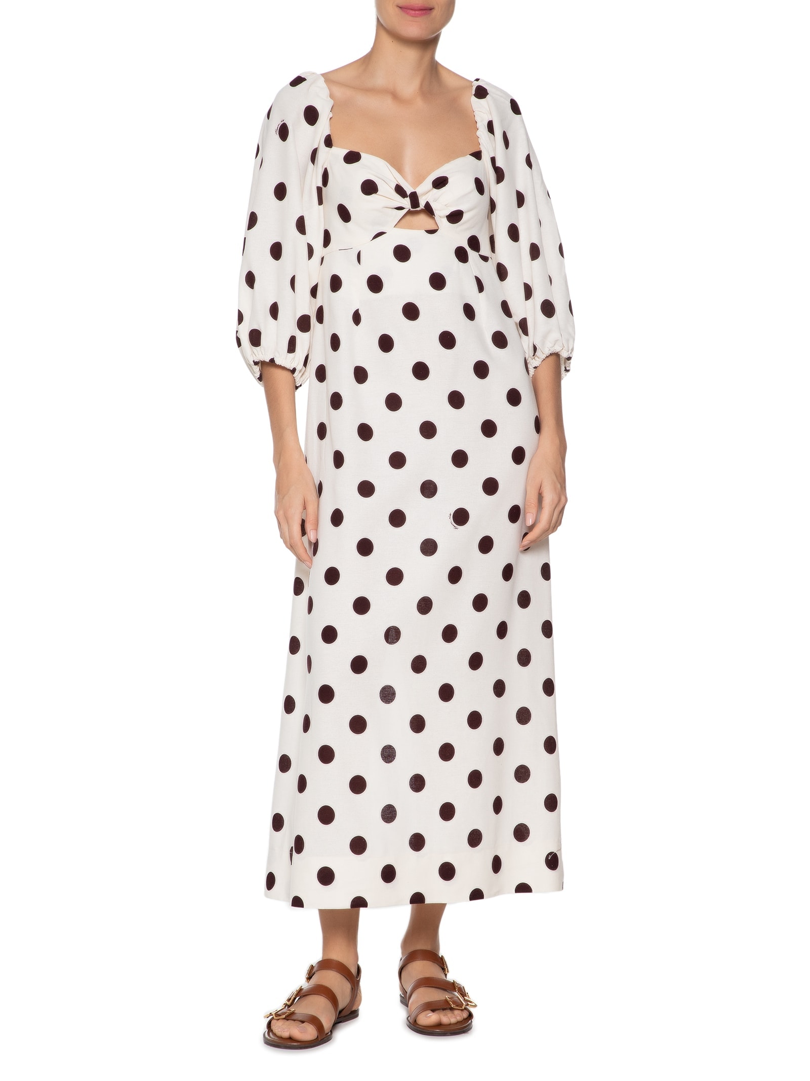 Vestido Poá Off White Farm