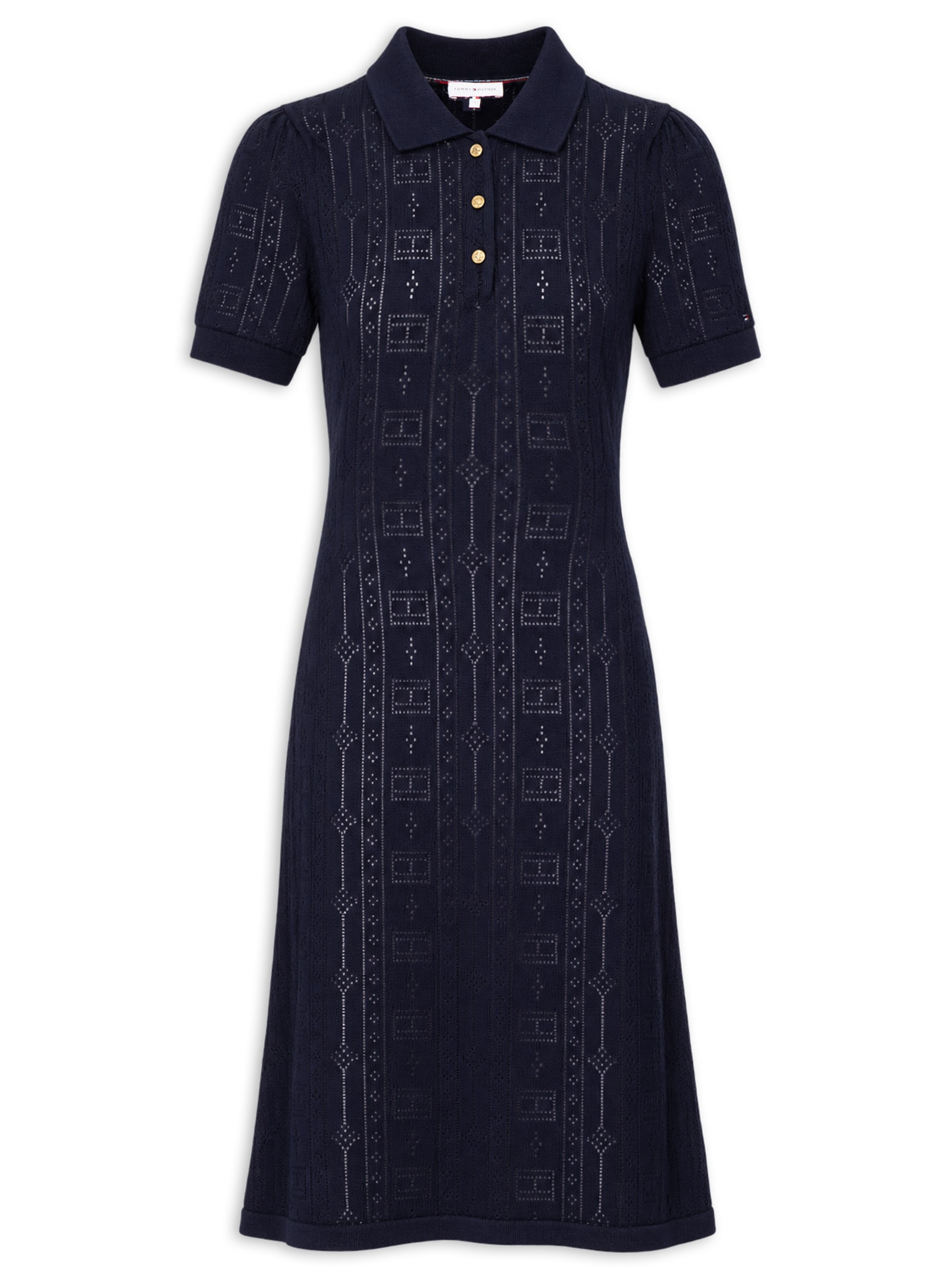 Vestido Pointelle Flag S/S SWT Azul Tommy Hilfiger