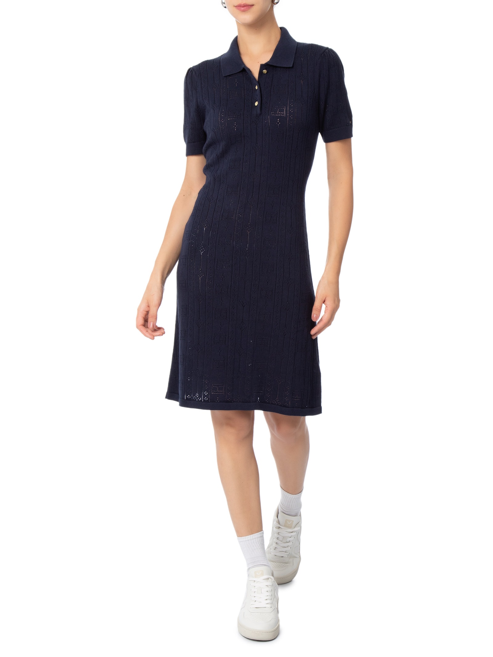 Vestido Pointelle Flag S/S SWT Azul Tommy Hilfiger