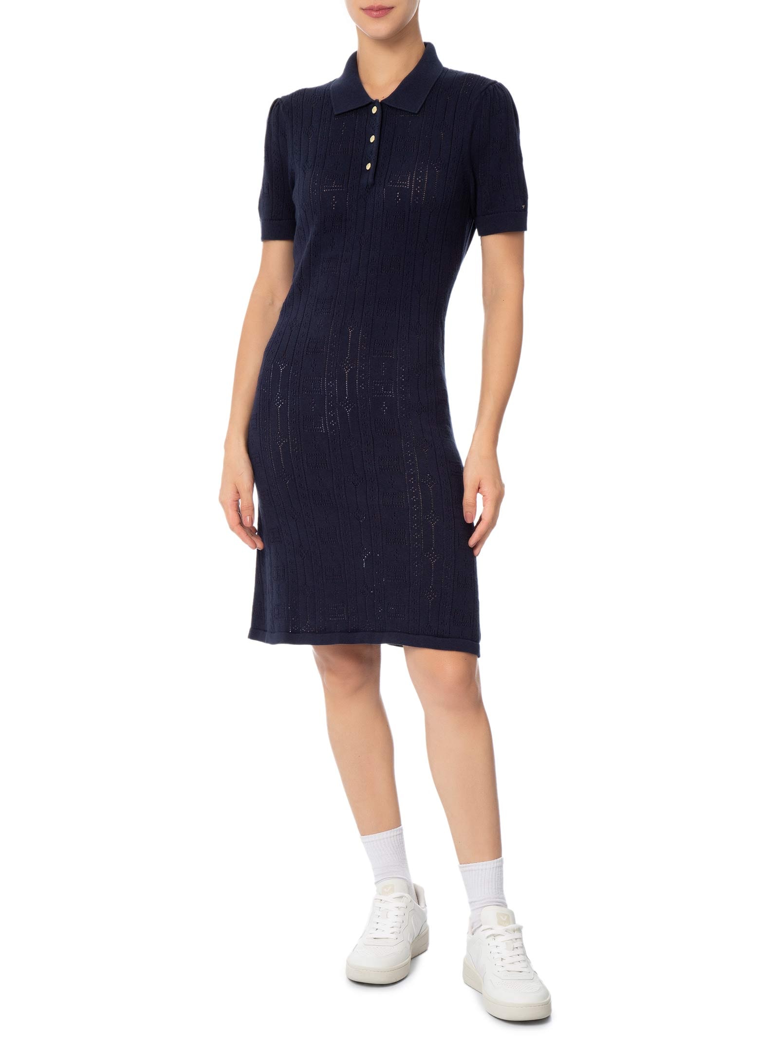 Vestido Pointelle Flag S/S SWT Azul Tommy Hilfiger