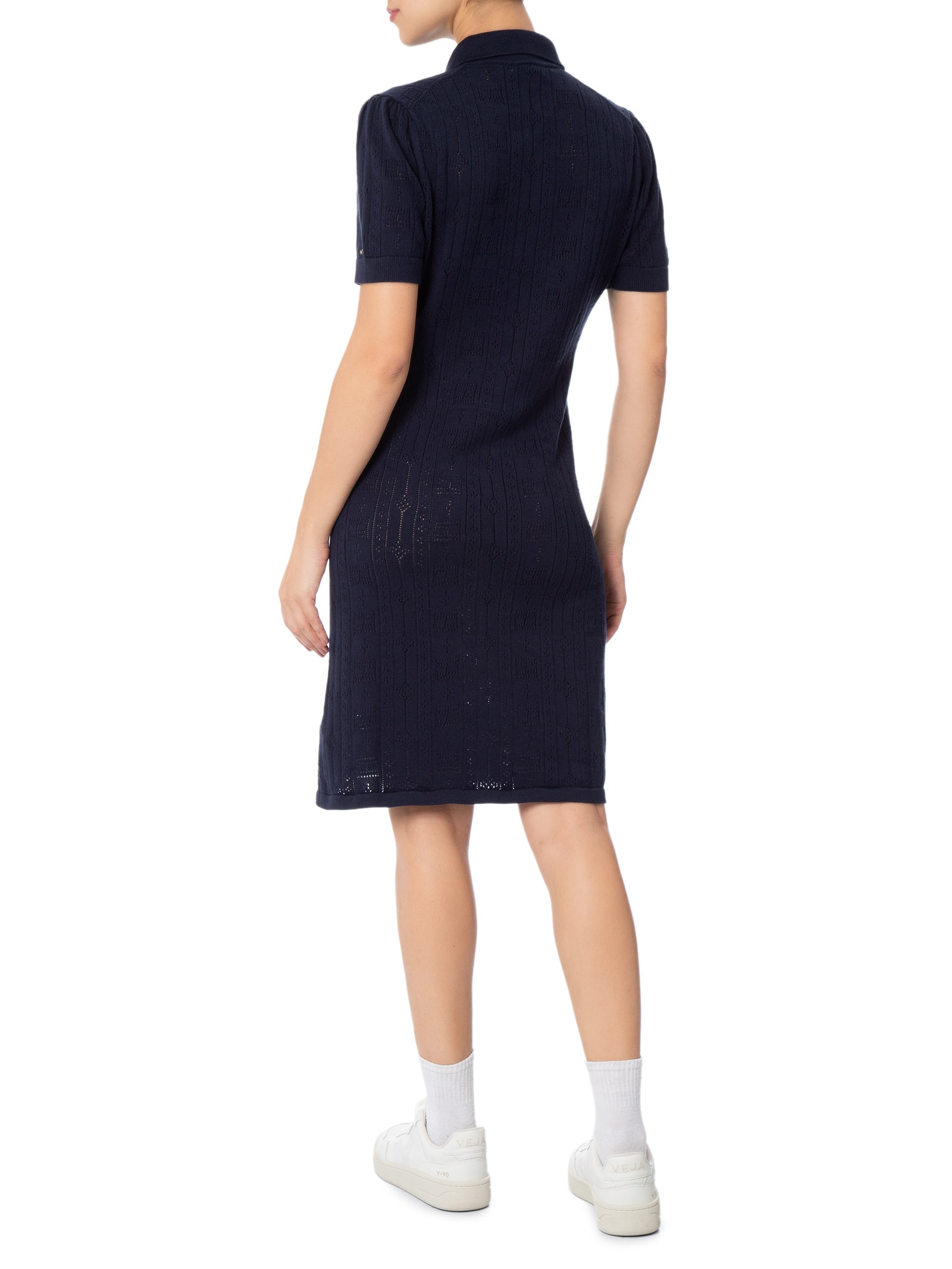 Vestido Pointelle Flag S/S SWT Azul Tommy Hilfiger