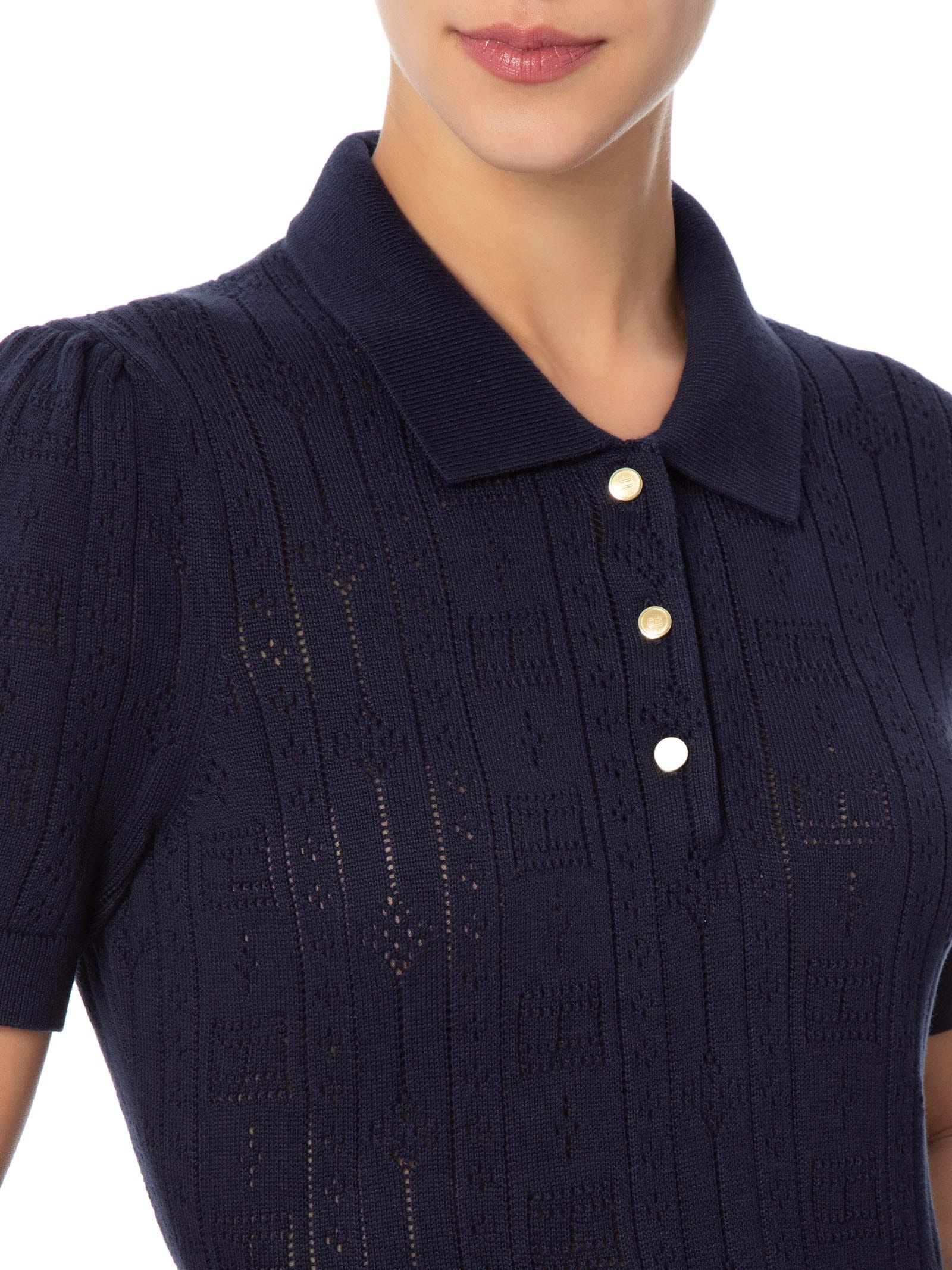 Vestido Pointelle Flag S/S SWT Azul Tommy Hilfiger
