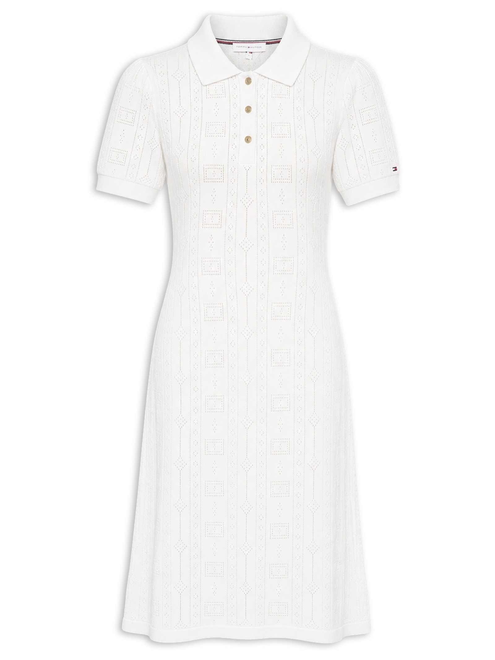 Vestido Pointelle Flag S/S SWT Bege Tommy Hilfiger