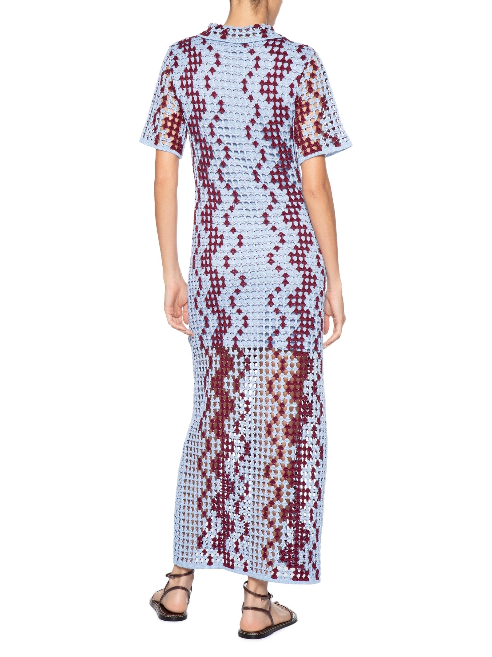 Vestido Polo Tricot Listra Ondas Azul Dress To