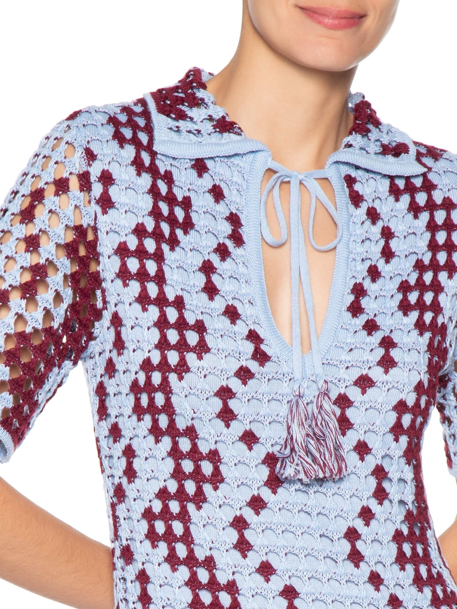 Vestido Polo Tricot Listra Ondas Azul Dress To