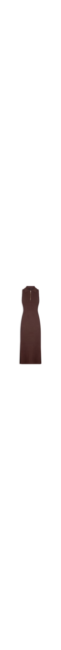 Vestido Polo Zíper Decote Tricot - Marrom