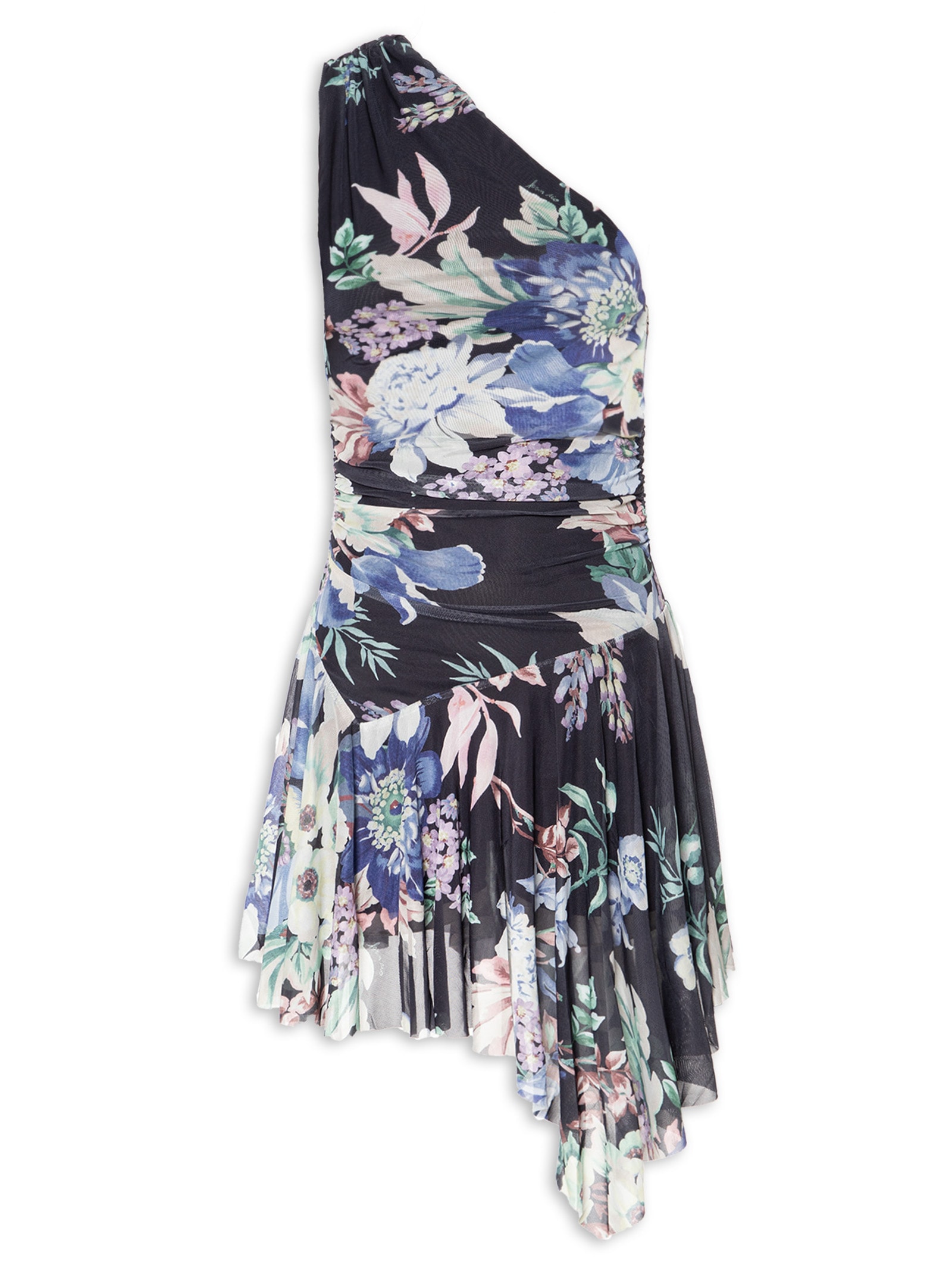 Vestido Pontas Tule Floral Leni Preto Farm