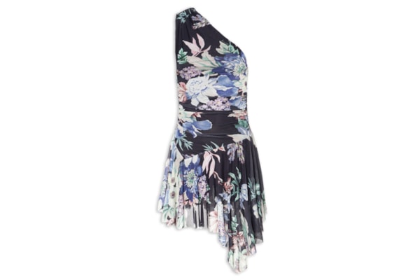 Vestido Pontas Tule Floral Leni - Preto