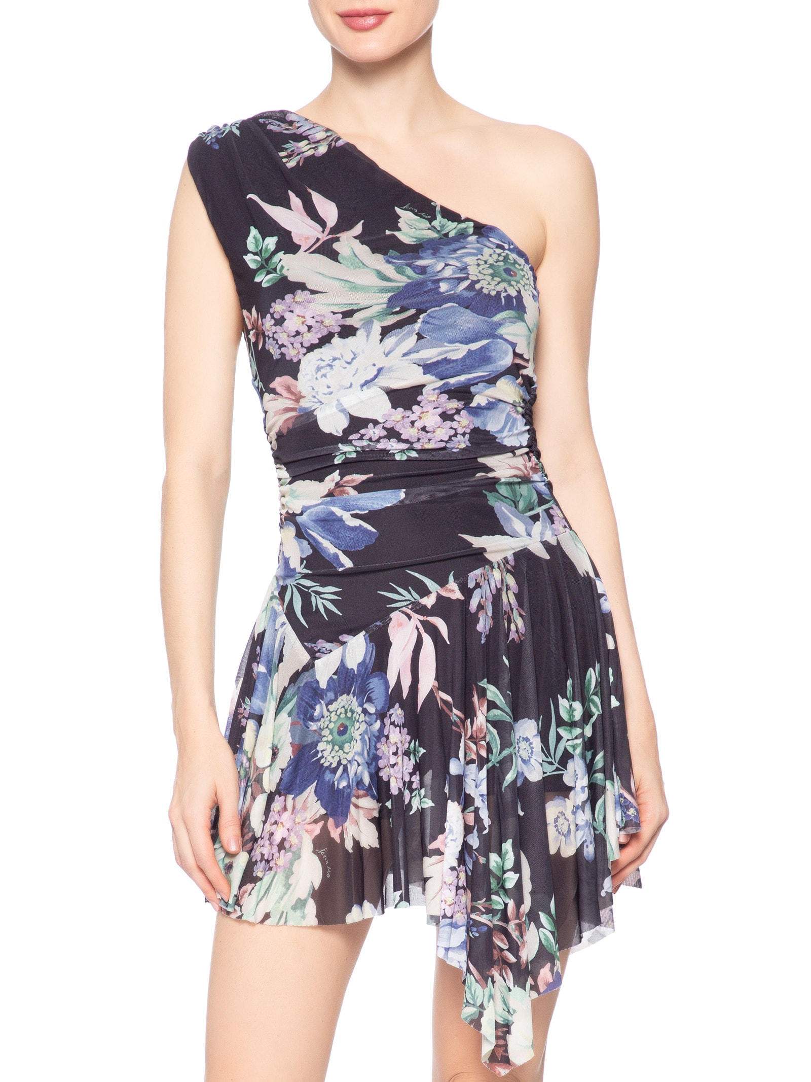 Vestido Pontas Tule Floral Leni Preto Farm