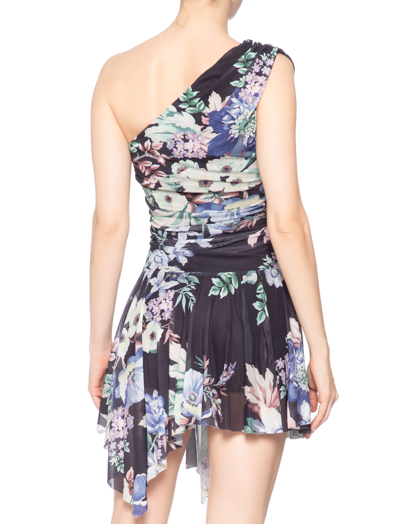 Vestido Pontas Tule Floral Leni Preto Farm