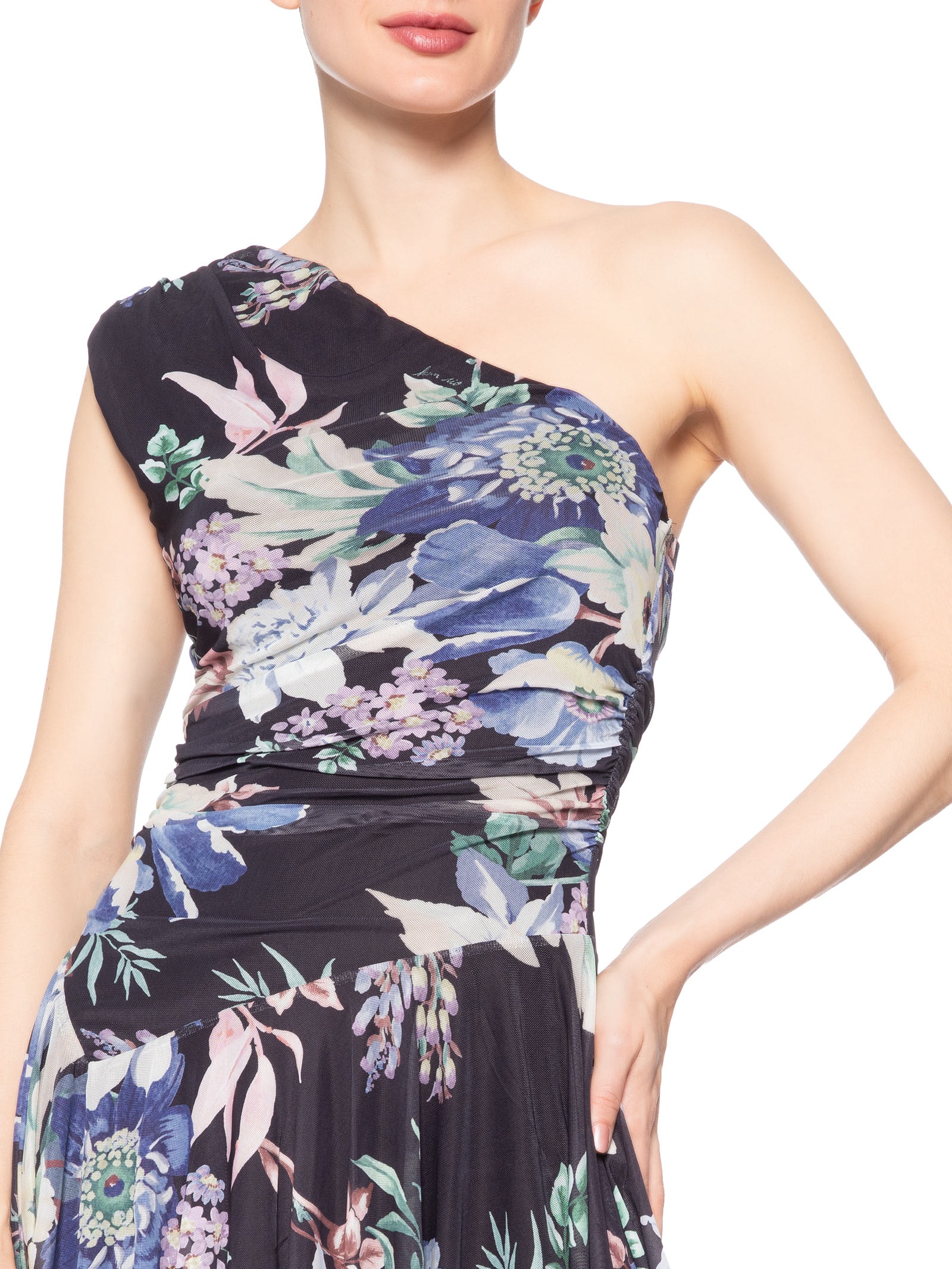 Vestido Pontas Tule Floral Leni Preto Farm