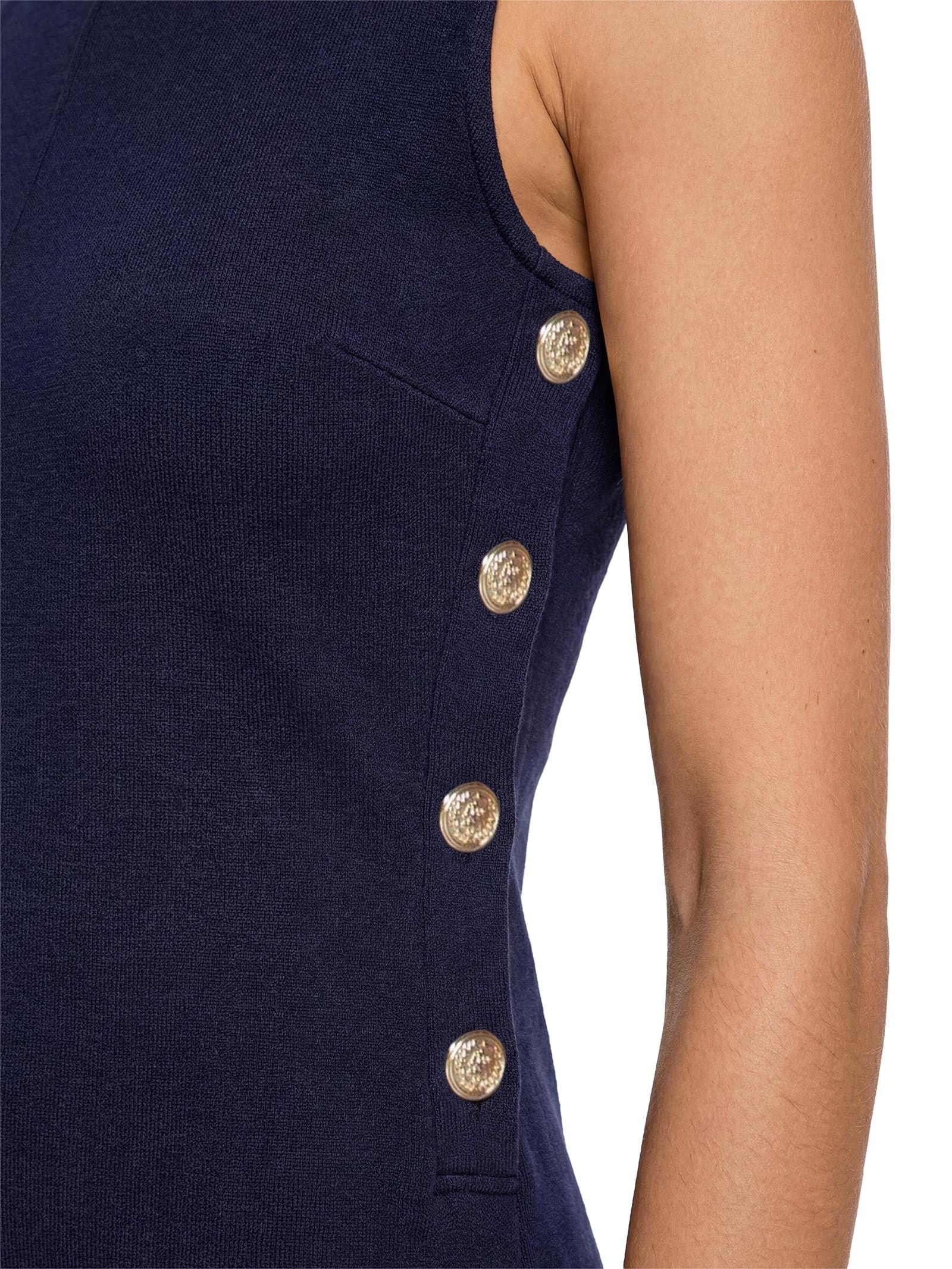Vestido Ponte A-Line Midi SL Azul Tommy Hilfiger