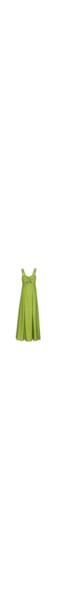 Vestido Pregas Alça Larga - Verde