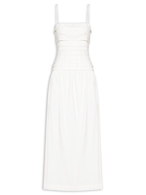 Vestido Pregas Midi – Branco