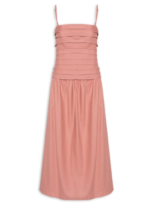 Vestido Pregas Midi – Rosa