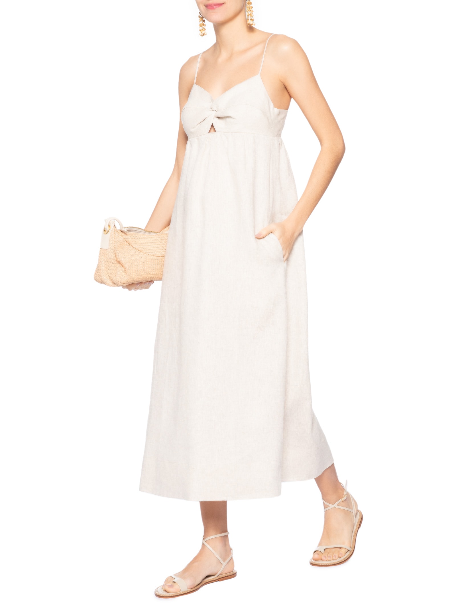 Vestido Puro Linho Natural Off White Animale