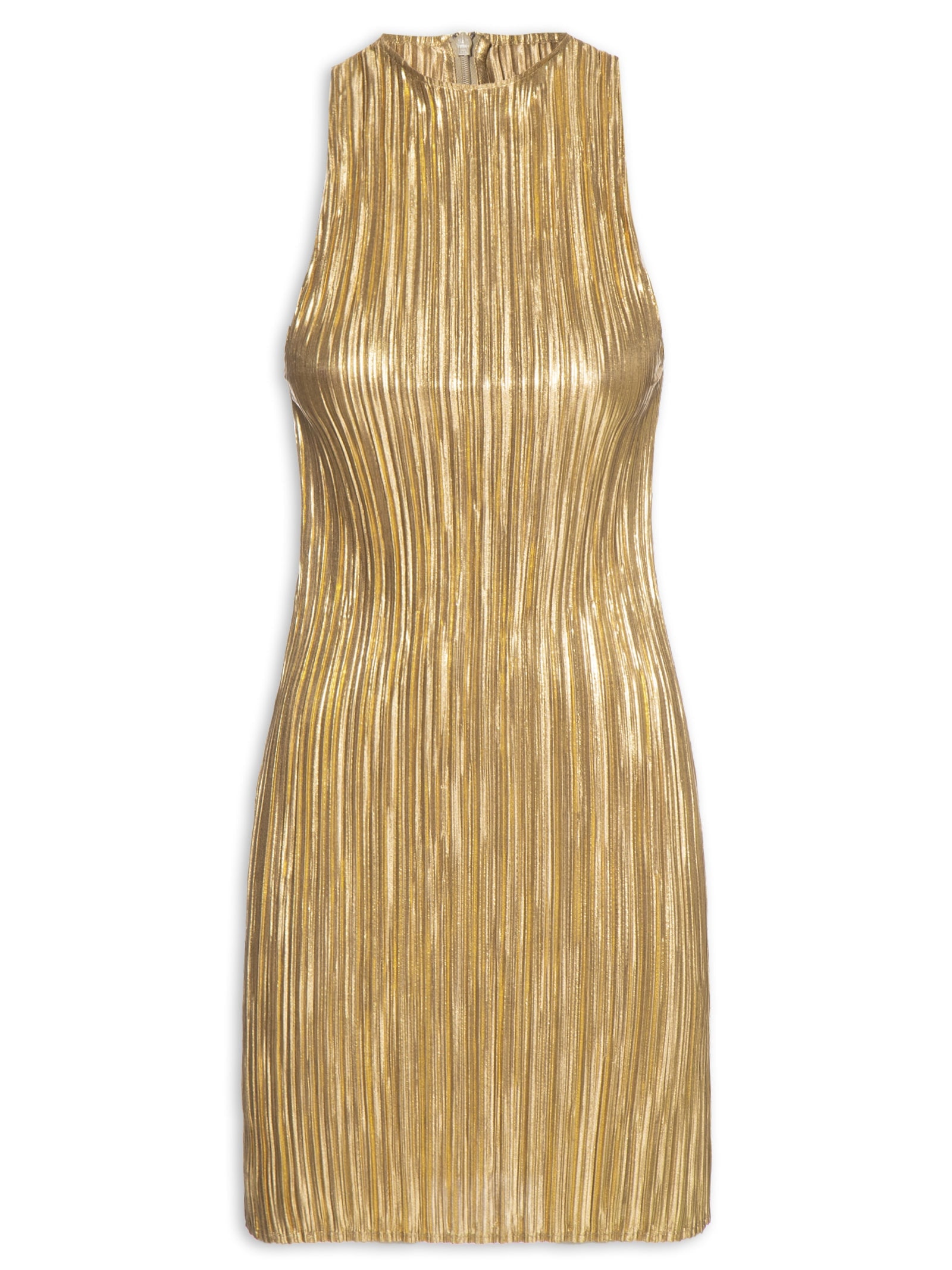 Vestido Raglan Curto Plissado Gold Dourado Osklen