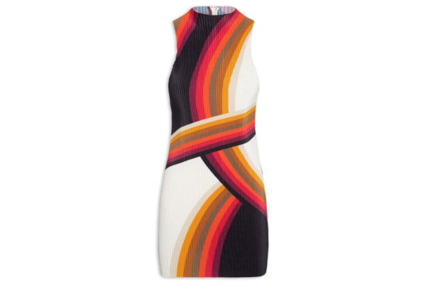 Vestido Raglan Curto Plisse Onda - Branco