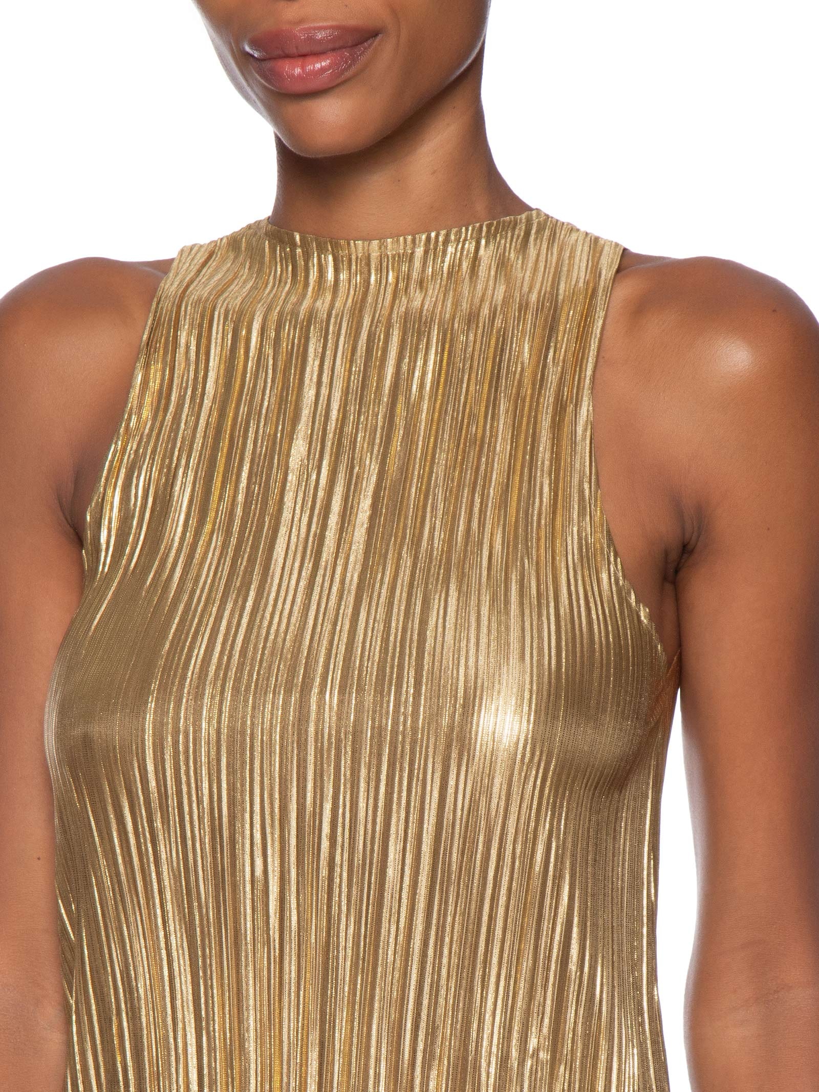 Vestido Raglan Longui Plisse Dourado Osklen