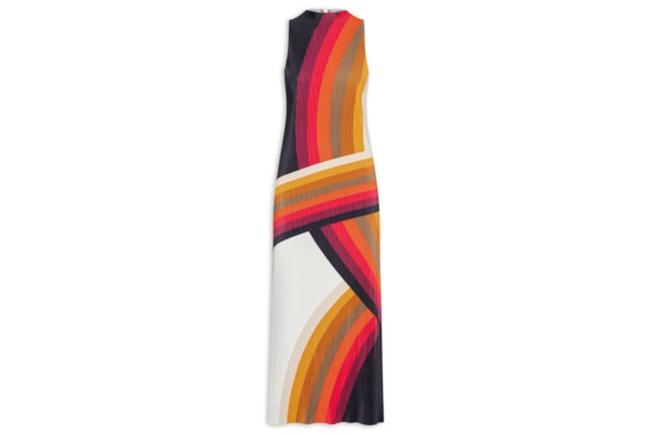 Vestido Raglan Plisse Onda - Branco