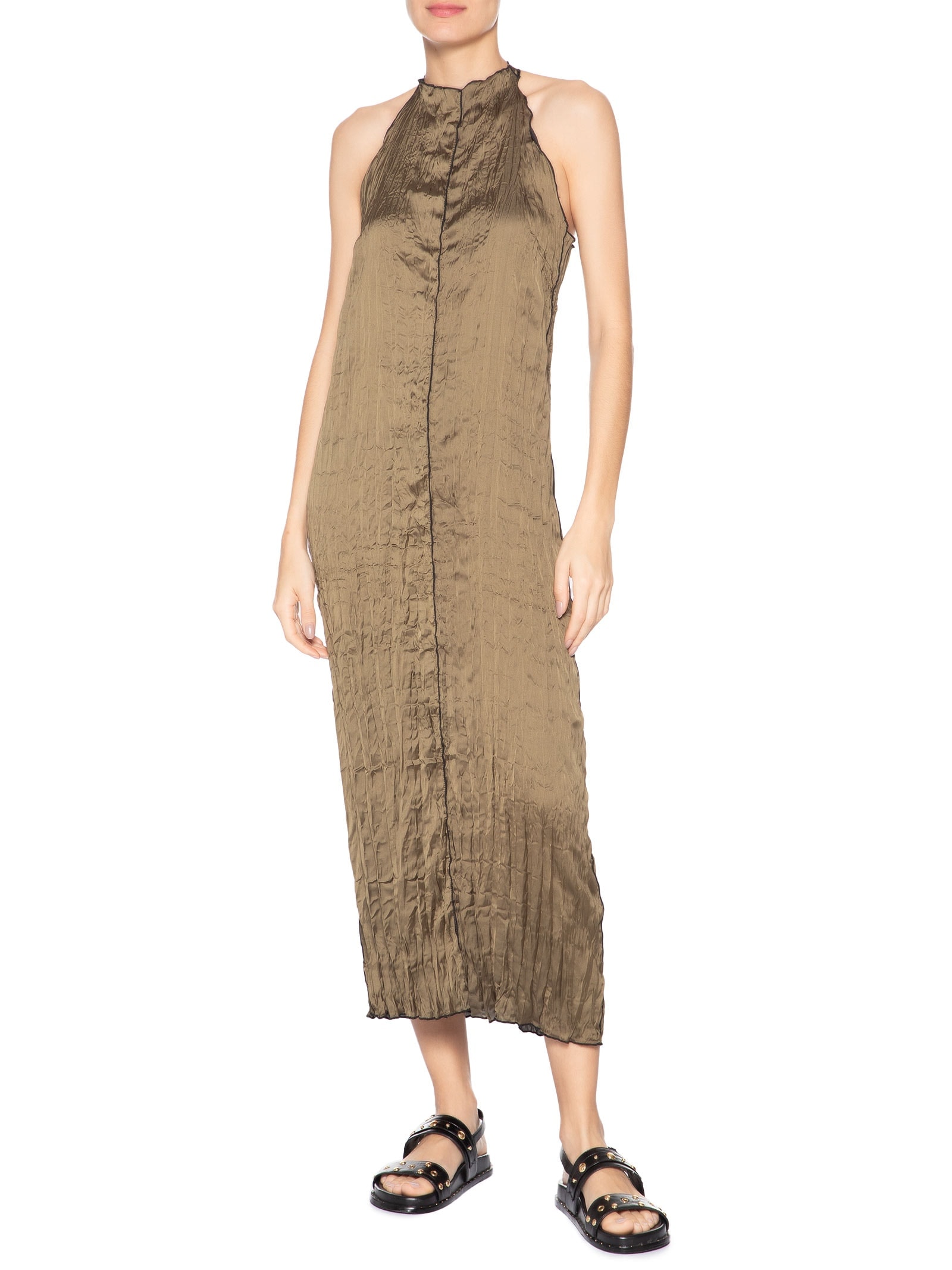 Vestido Raglan Wrinkle Satin Double Face Preto Osklen