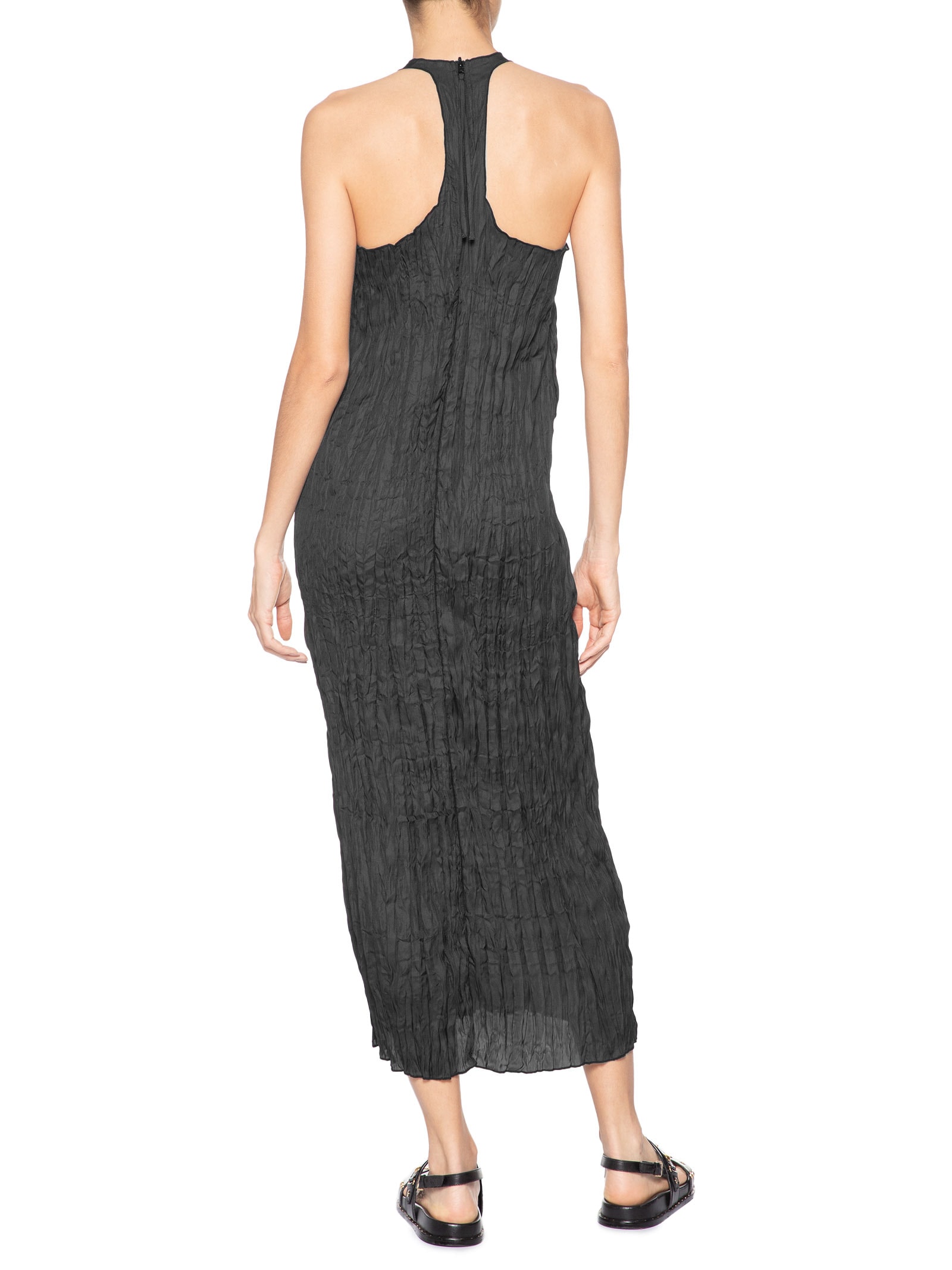 Vestido Raglan Wrinkle Satin Double Face Preto Osklen