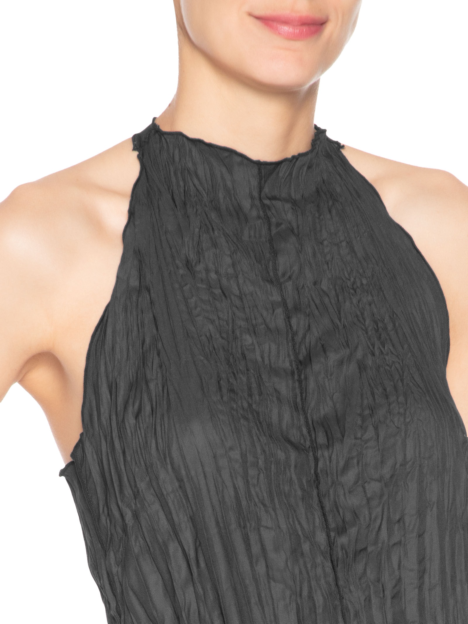 Vestido Raglan Wrinkle Satin Double Face Preto Osklen