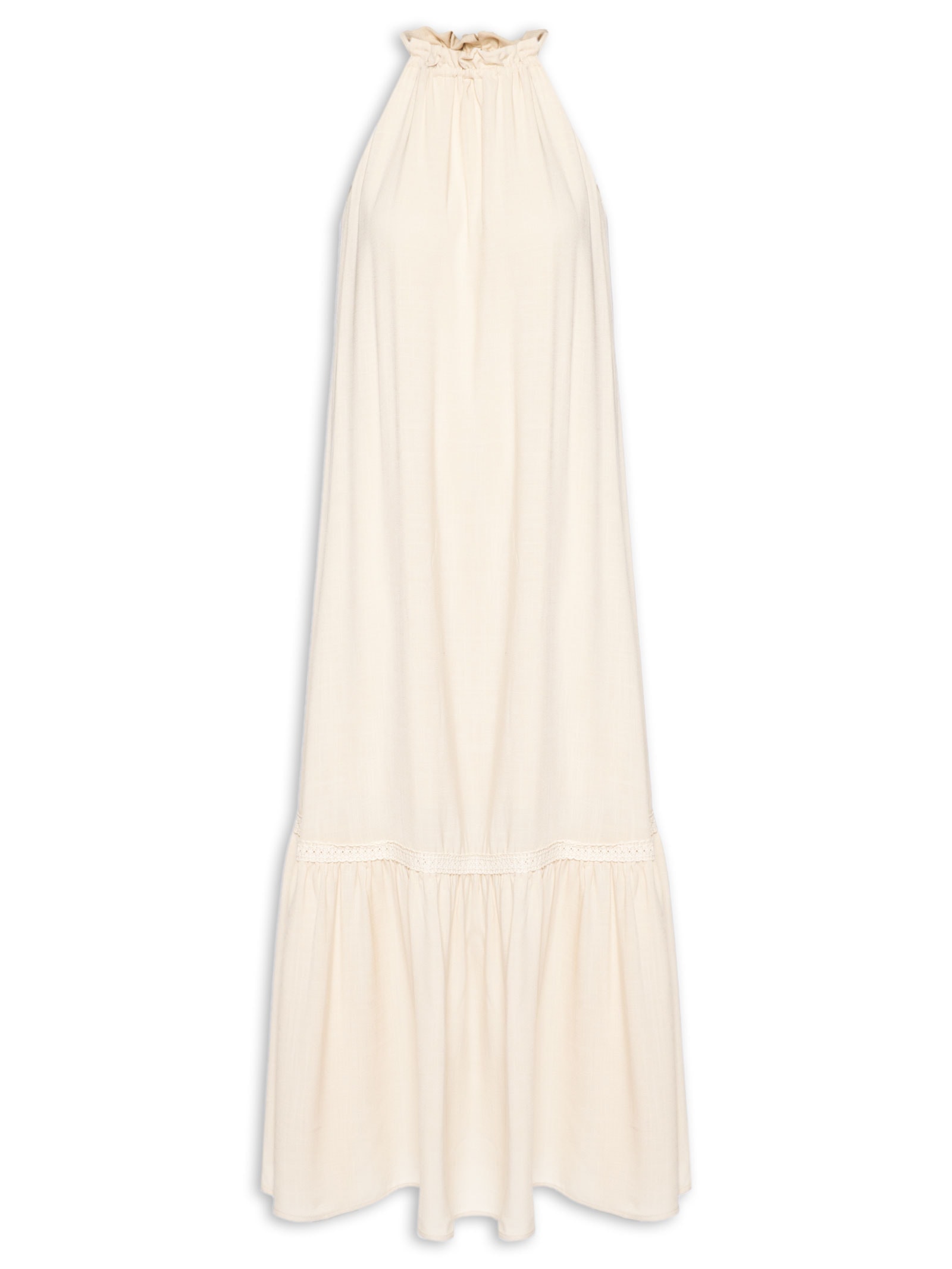 Vestido Rayon New Slub Bege Lez A Lez