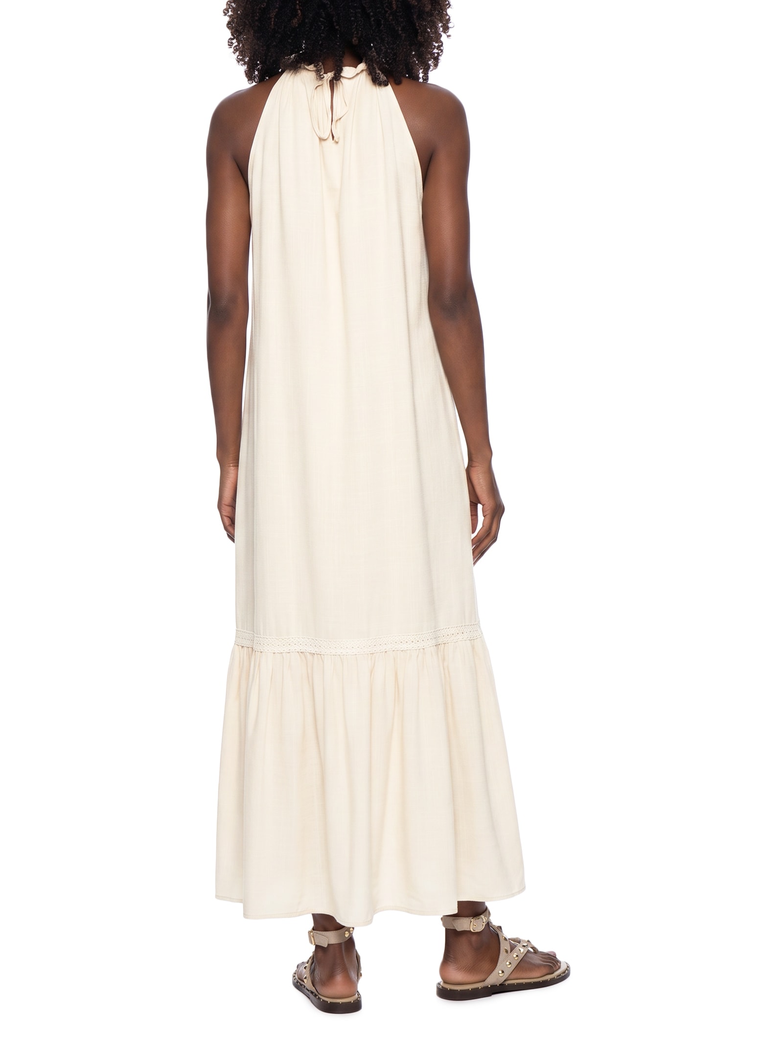 Vestido Rayon New Slub Bege Lez A Lez