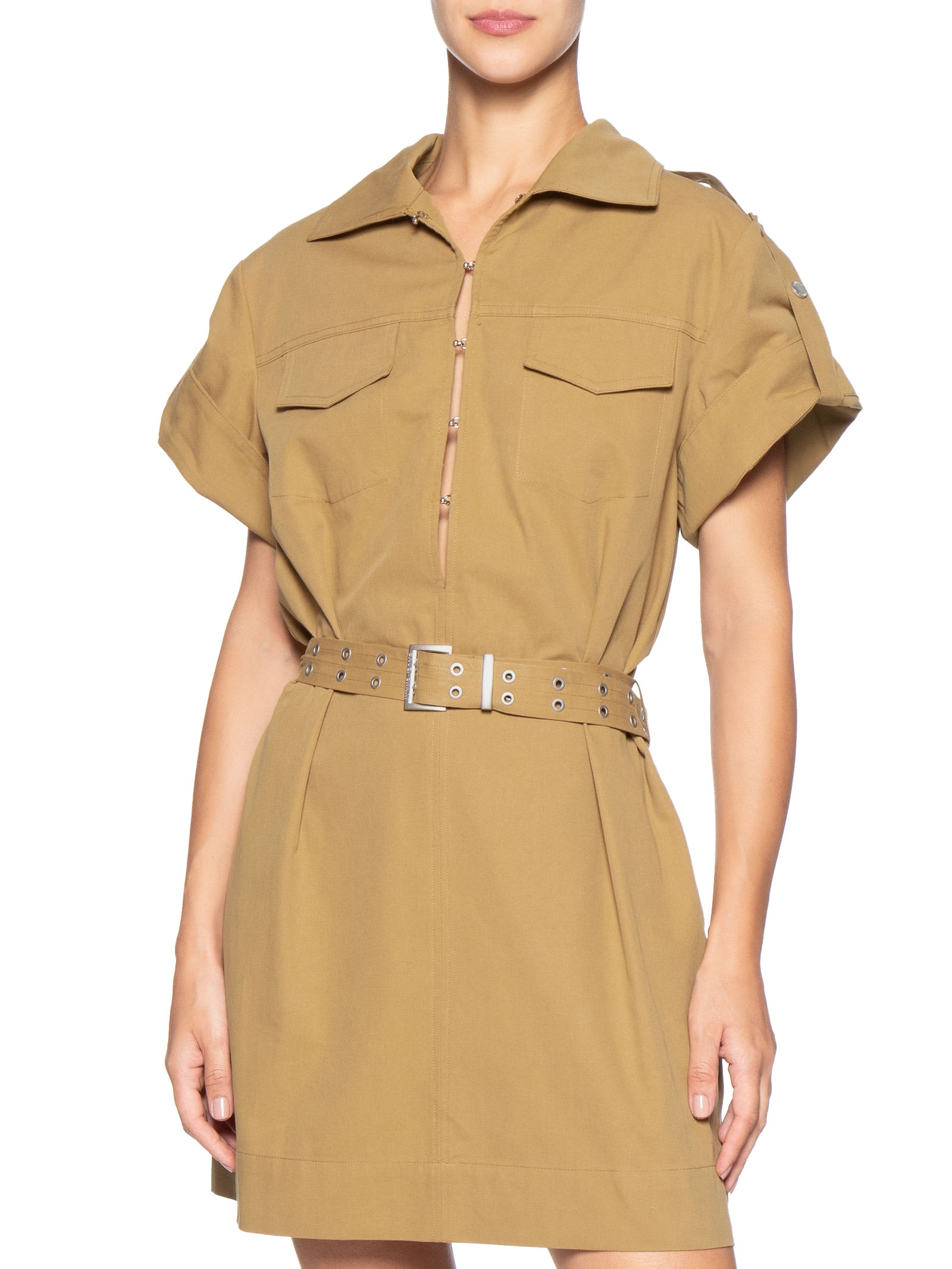 Vestido Rebite Com Botão Marrom Animale Jeans