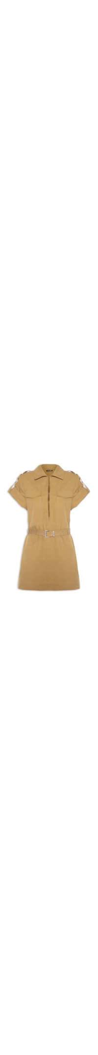 Vestido Rebite Com Botão – Marrom