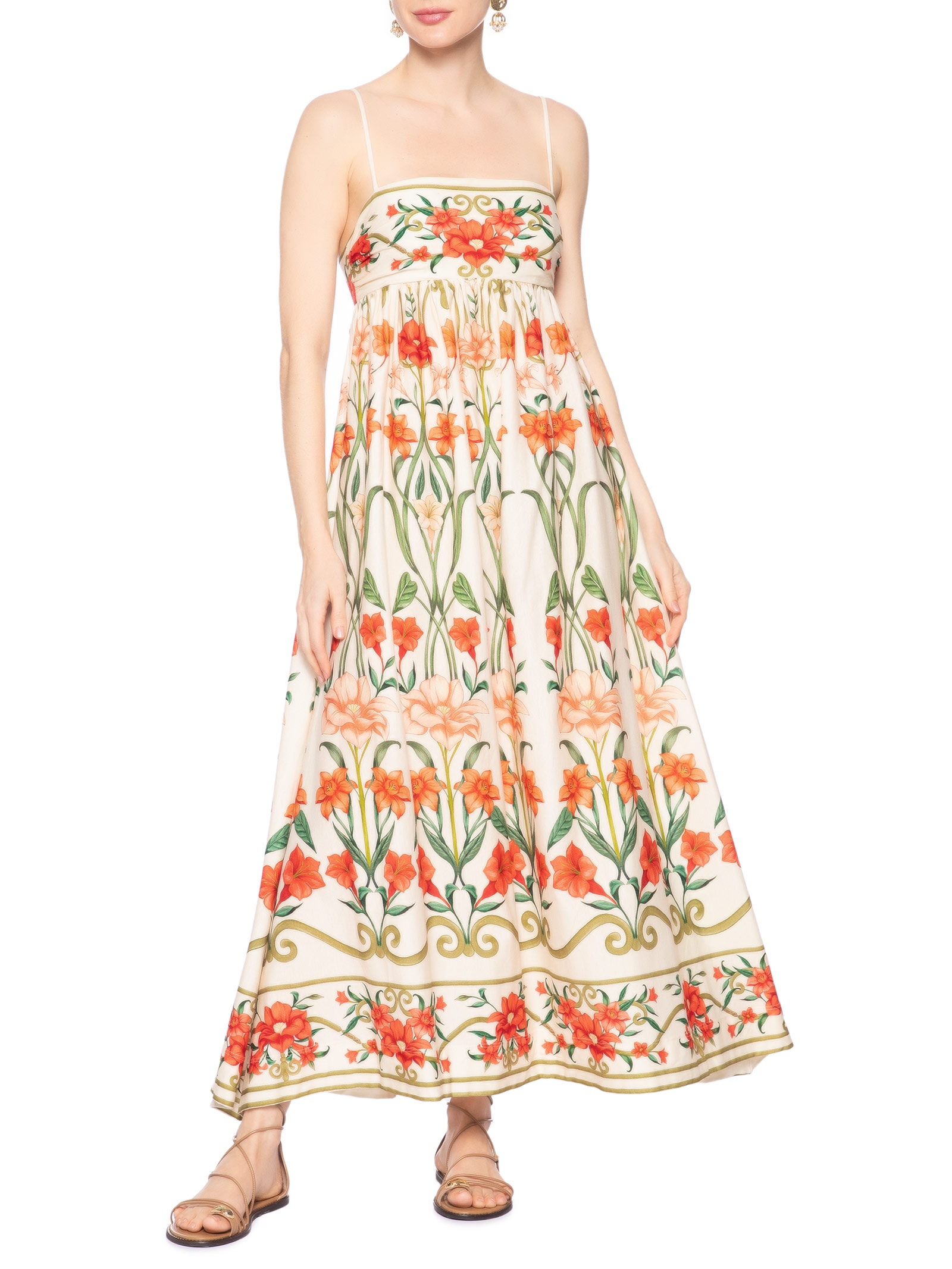 Vestido Recanto De Flor Laranja Farm