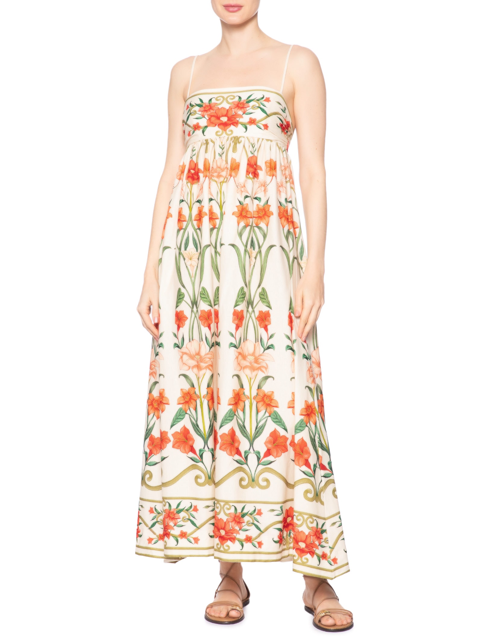 Vestido Recanto De Flor Laranja Farm