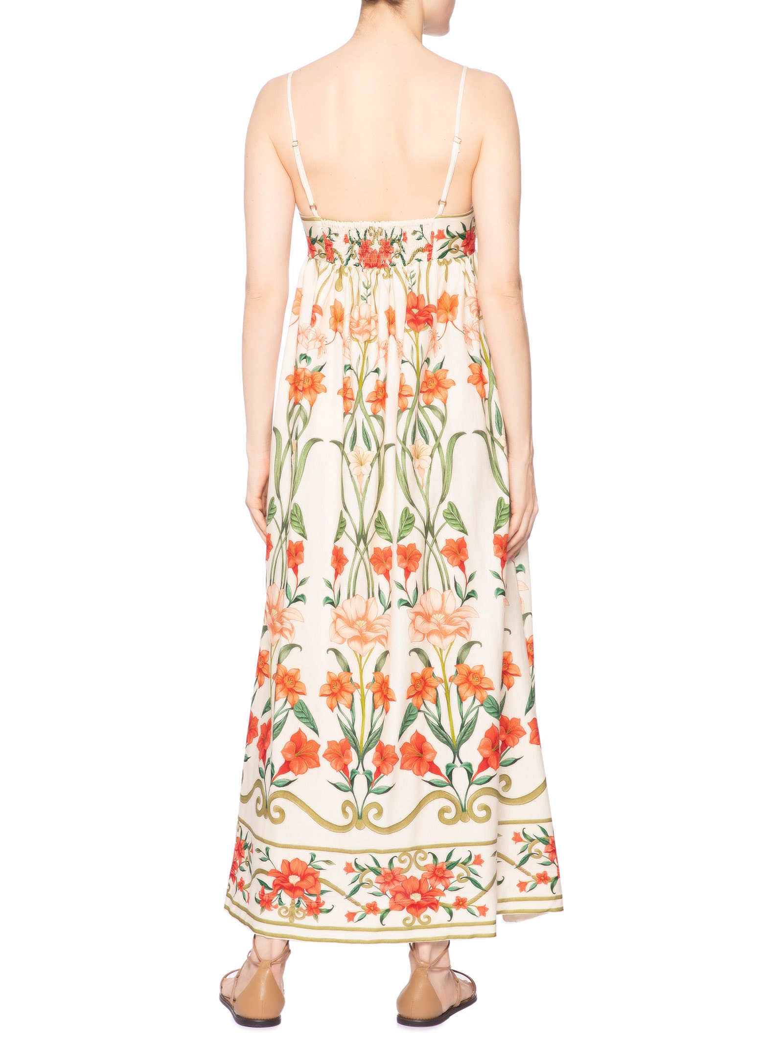 Vestido Recanto De Flor Laranja Farm