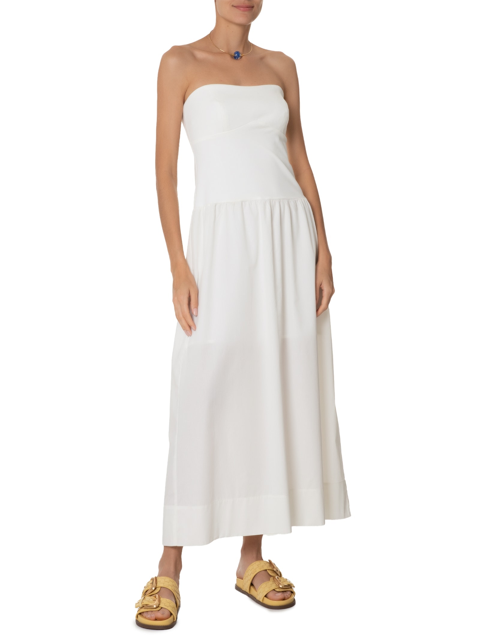 Vestido Recorte Sem Alça Branco Dress To