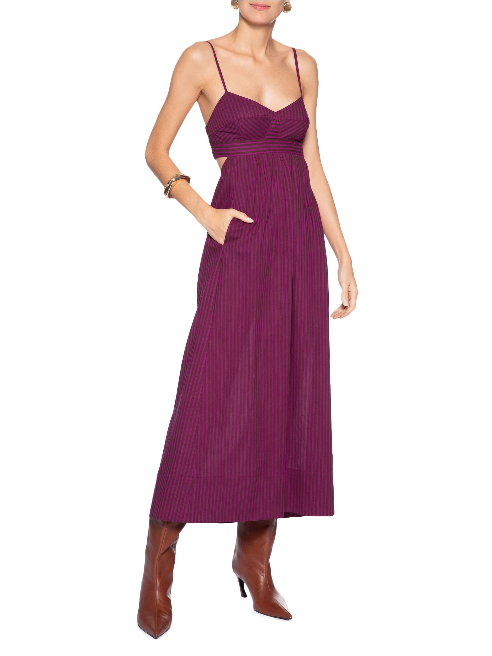 Vestido Recortes Listrado – Rosa Animale