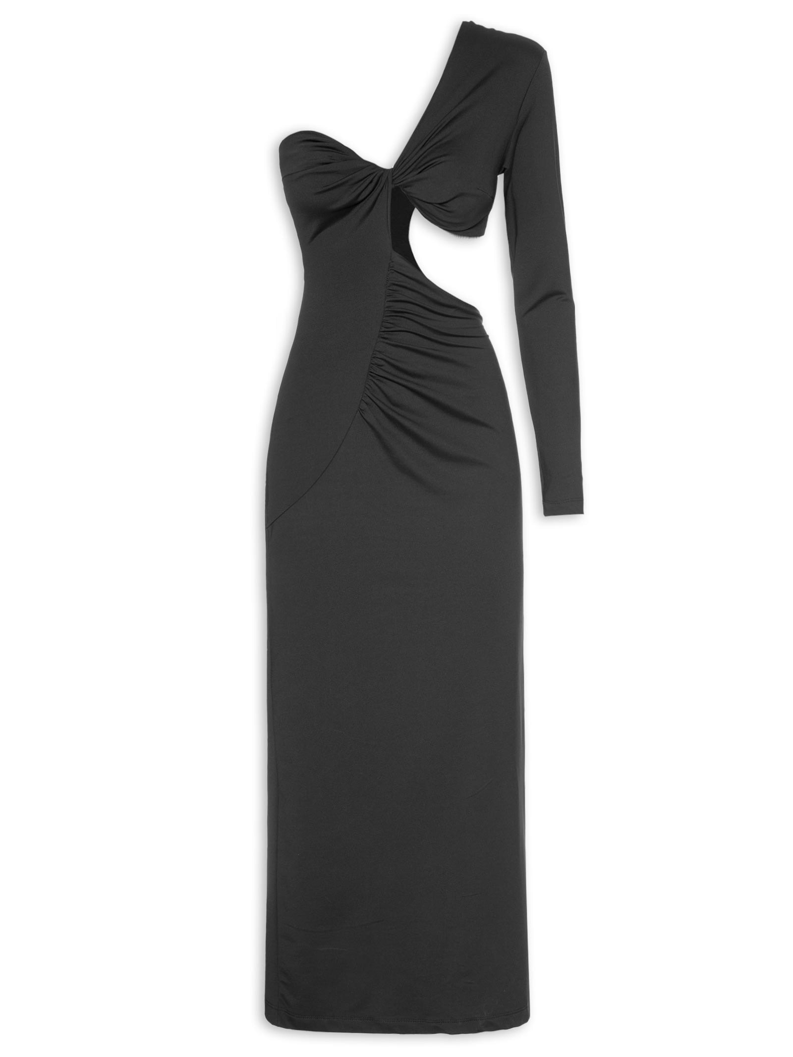  Vestido Recortes Midi Preto Colcci