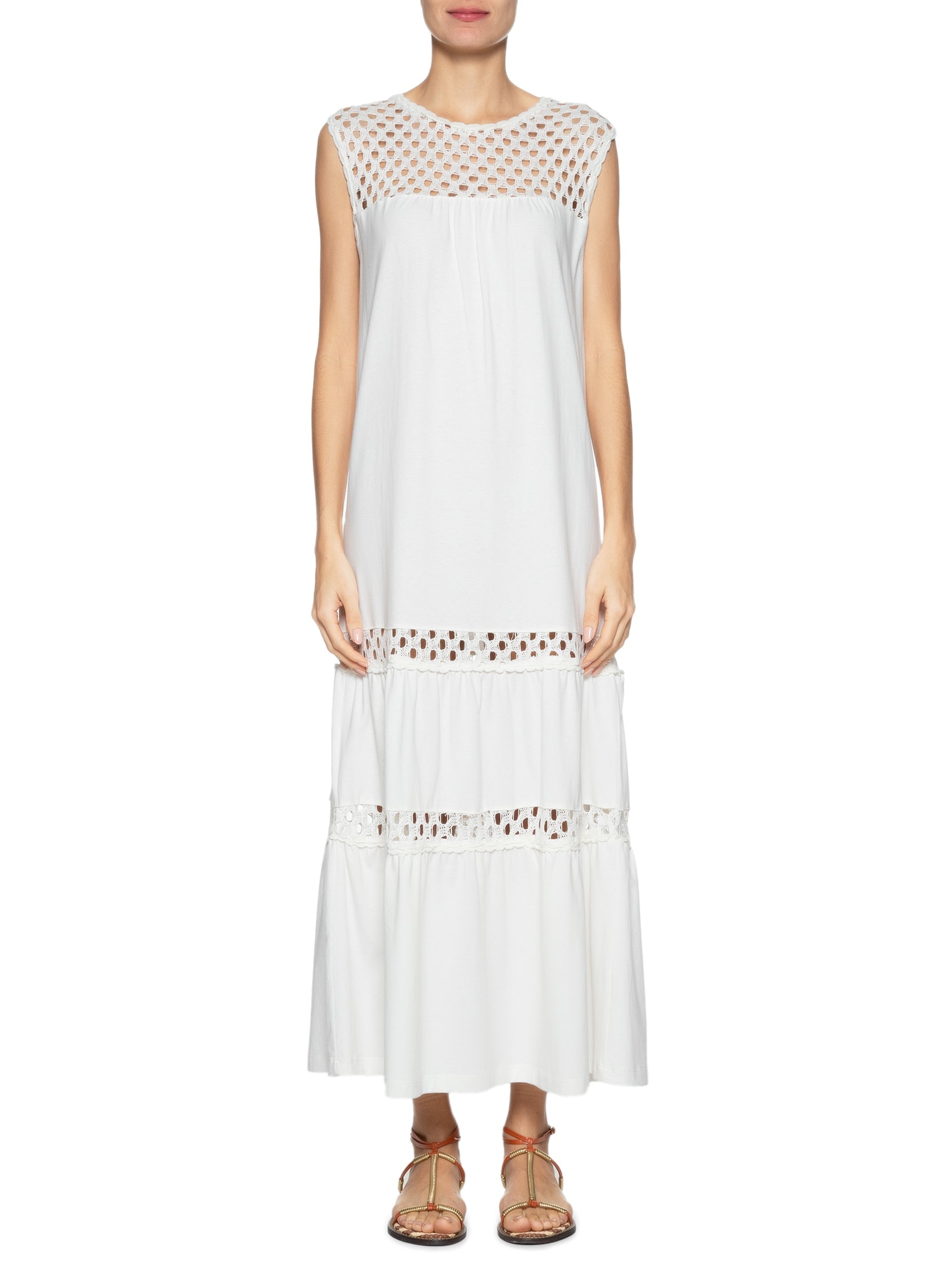 Vestido Recortes Tricot Off White Dress To