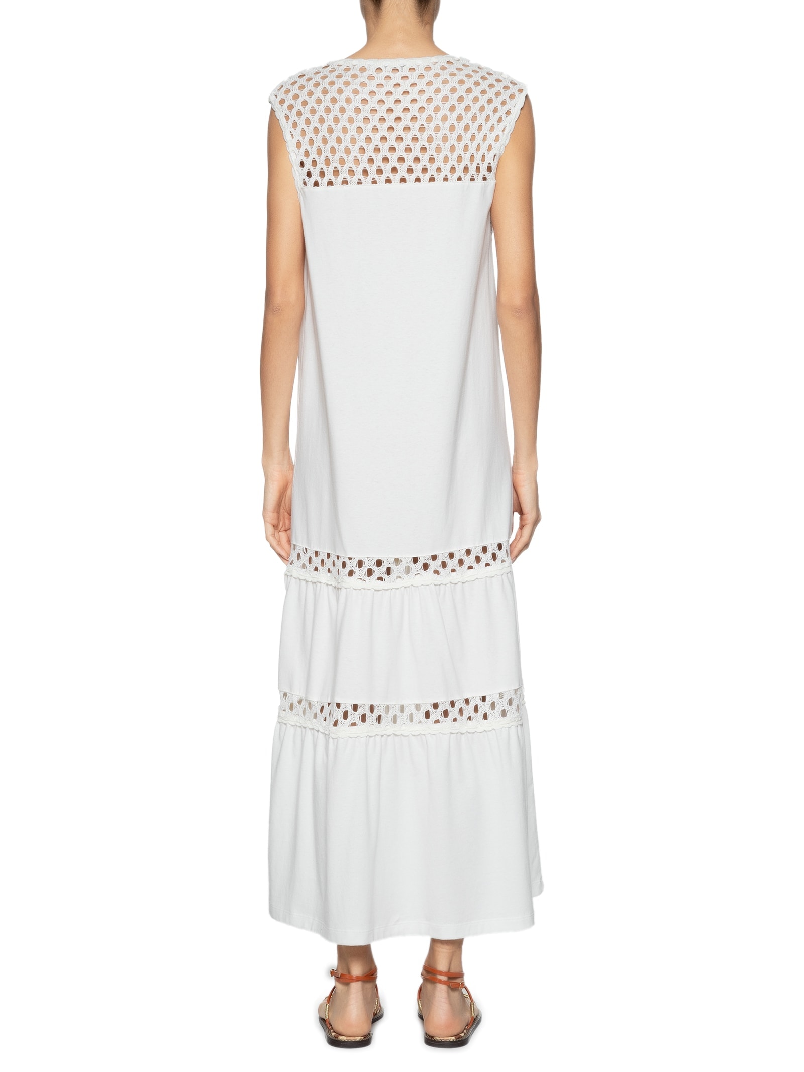 Vestido Recortes Tricot Off White Dress To