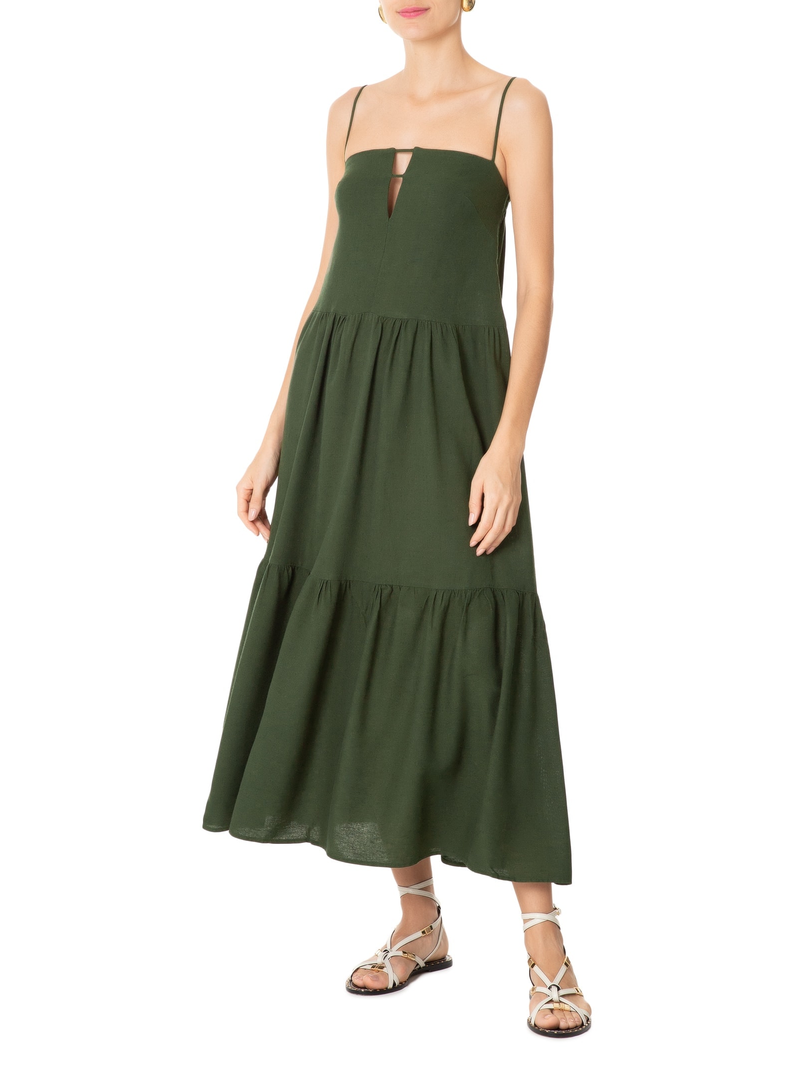 Vestido Recortes Verde Farm