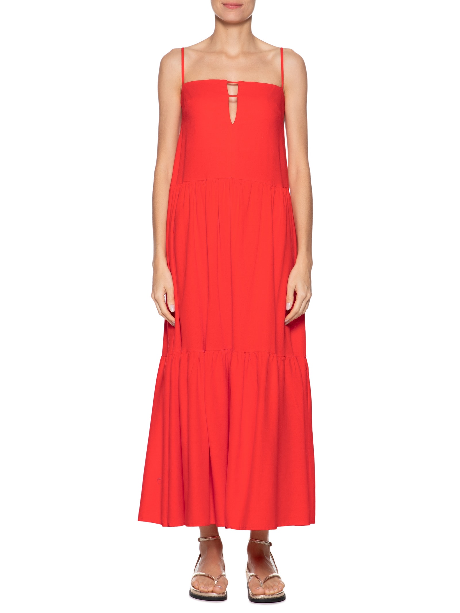 Vestido Recortes Vermelho Farm