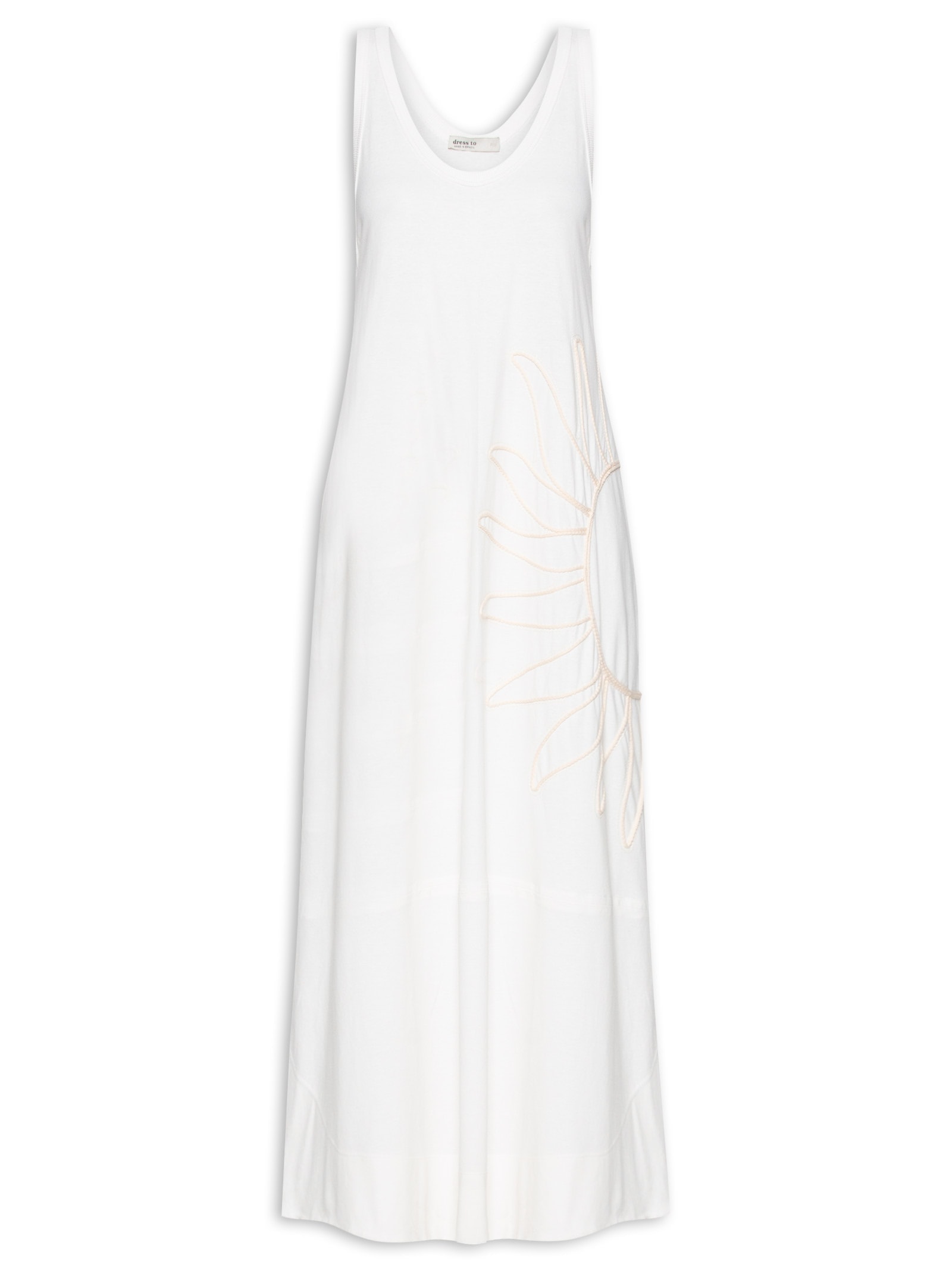 Vestido Regata Com Bordado Off White Dress To