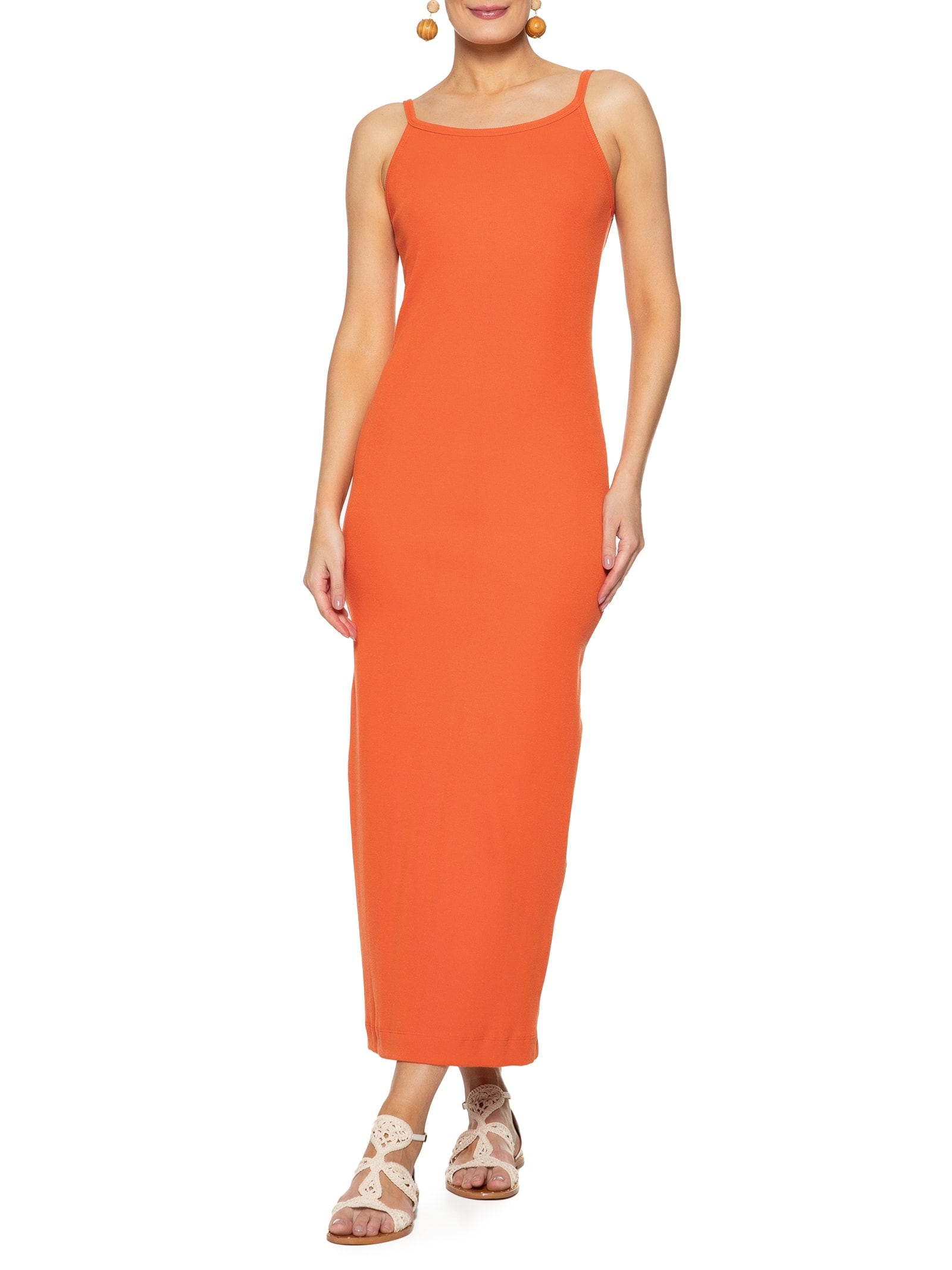 Vestido Regata Decote Costas Laranja Farm
