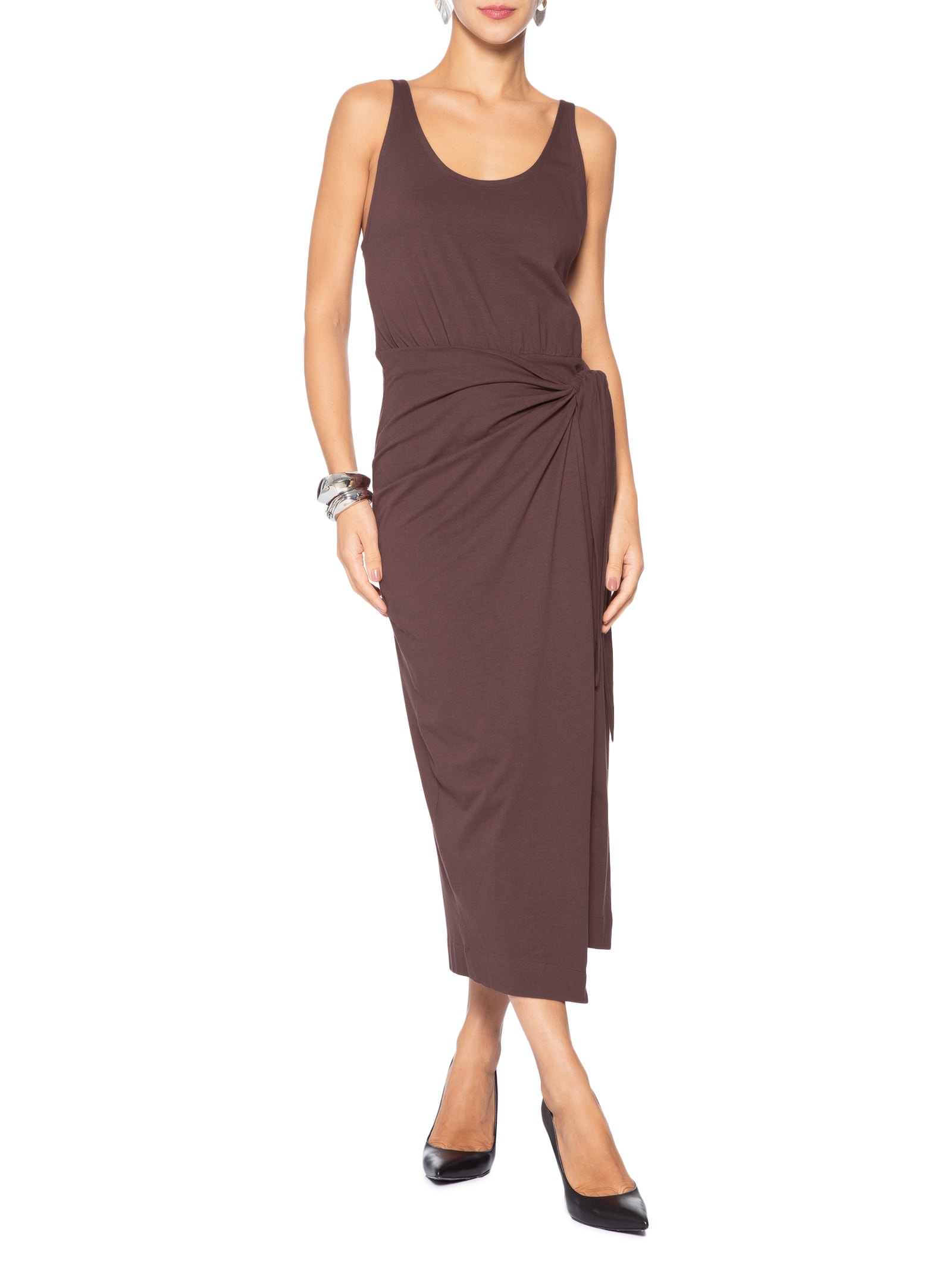 Vestido Regata Pareo Marrom Animale